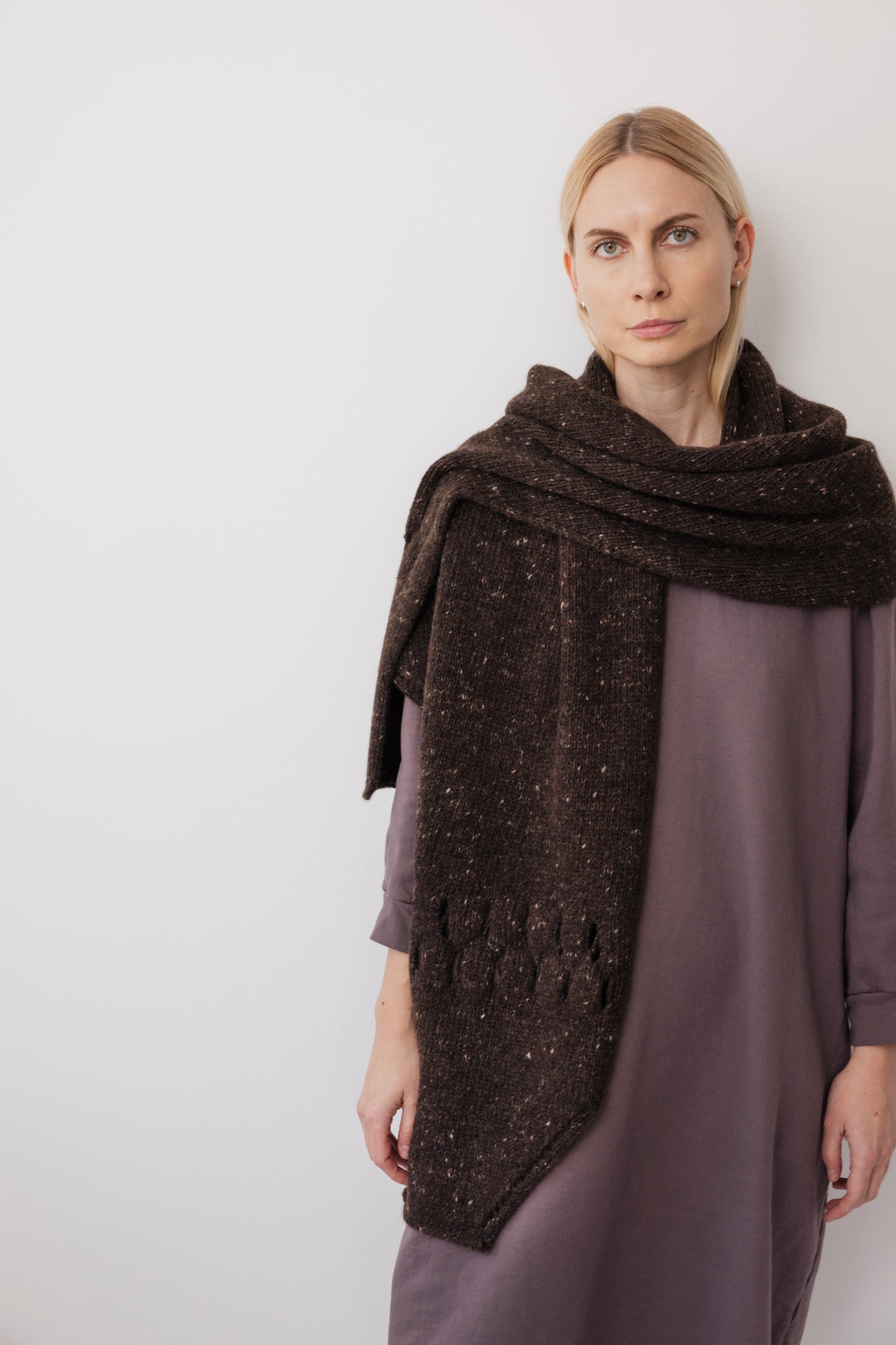 Hooded Scarf : Cocoa Tweed