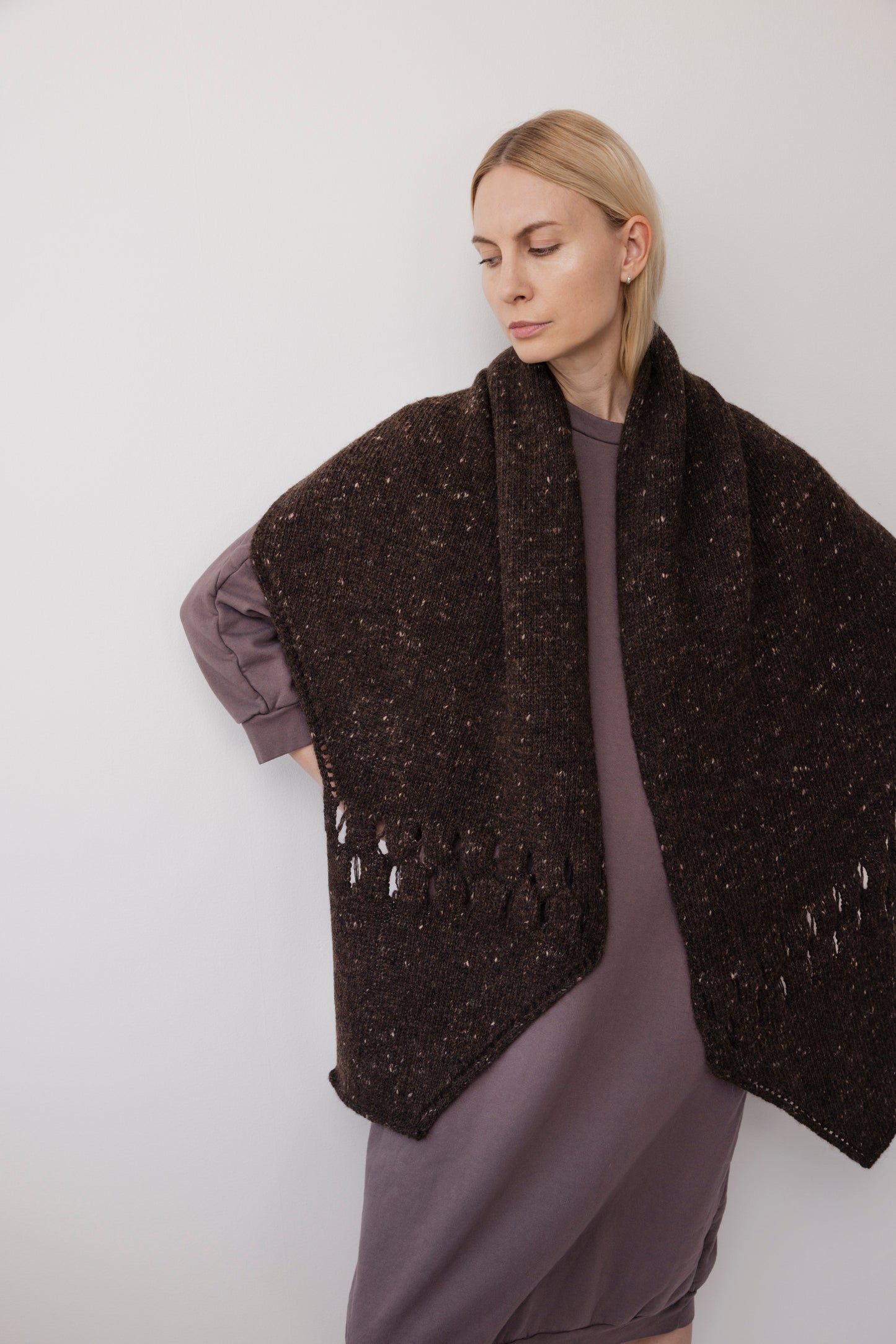 Hooded Scarf : Cocoa Tweed
