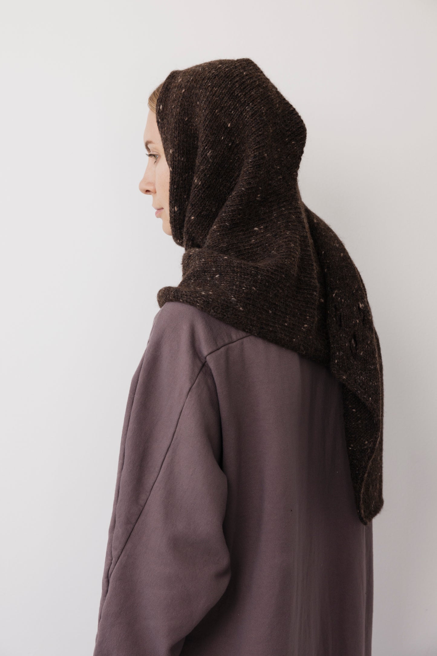 Hooded Scarf : Cocoa Tweed