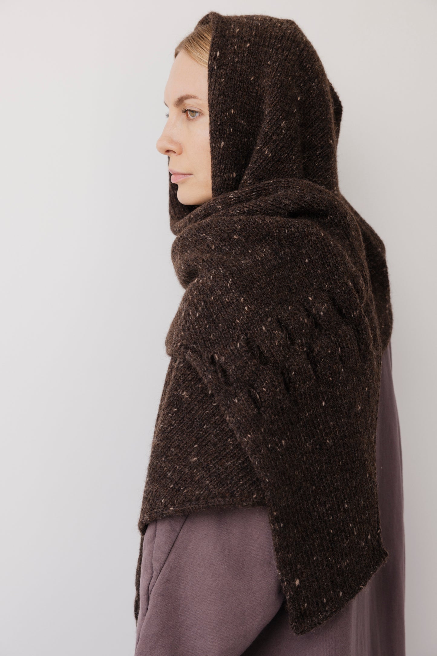 Hooded Scarf : Cocoa Tweed