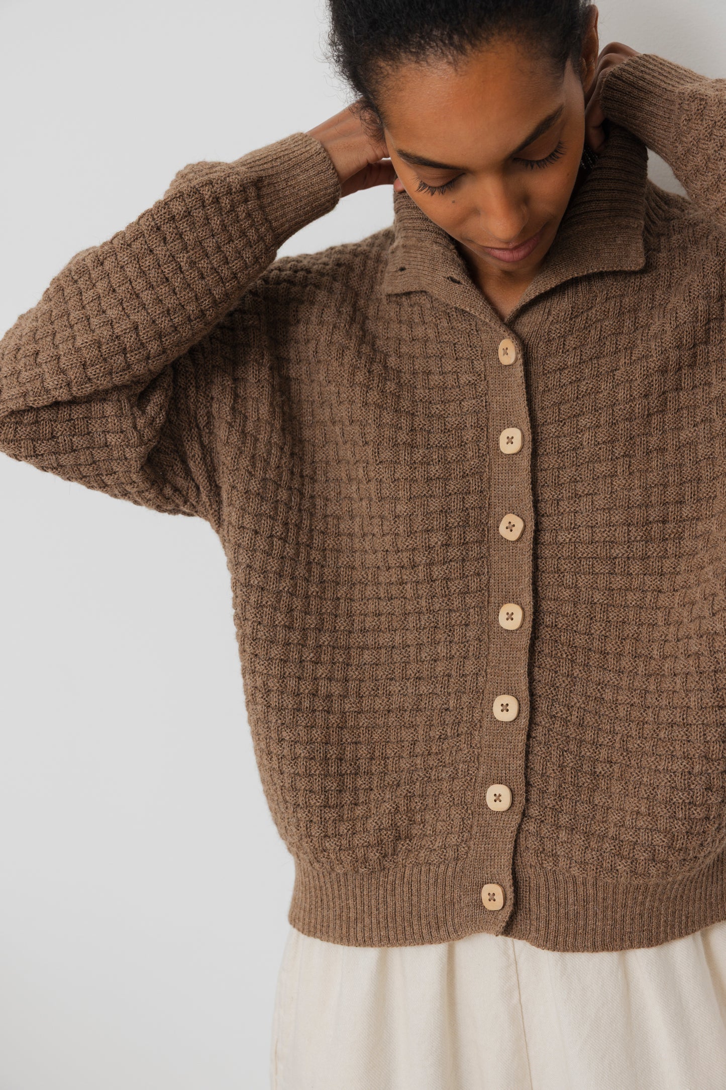 Lattice Cardigan : Camel