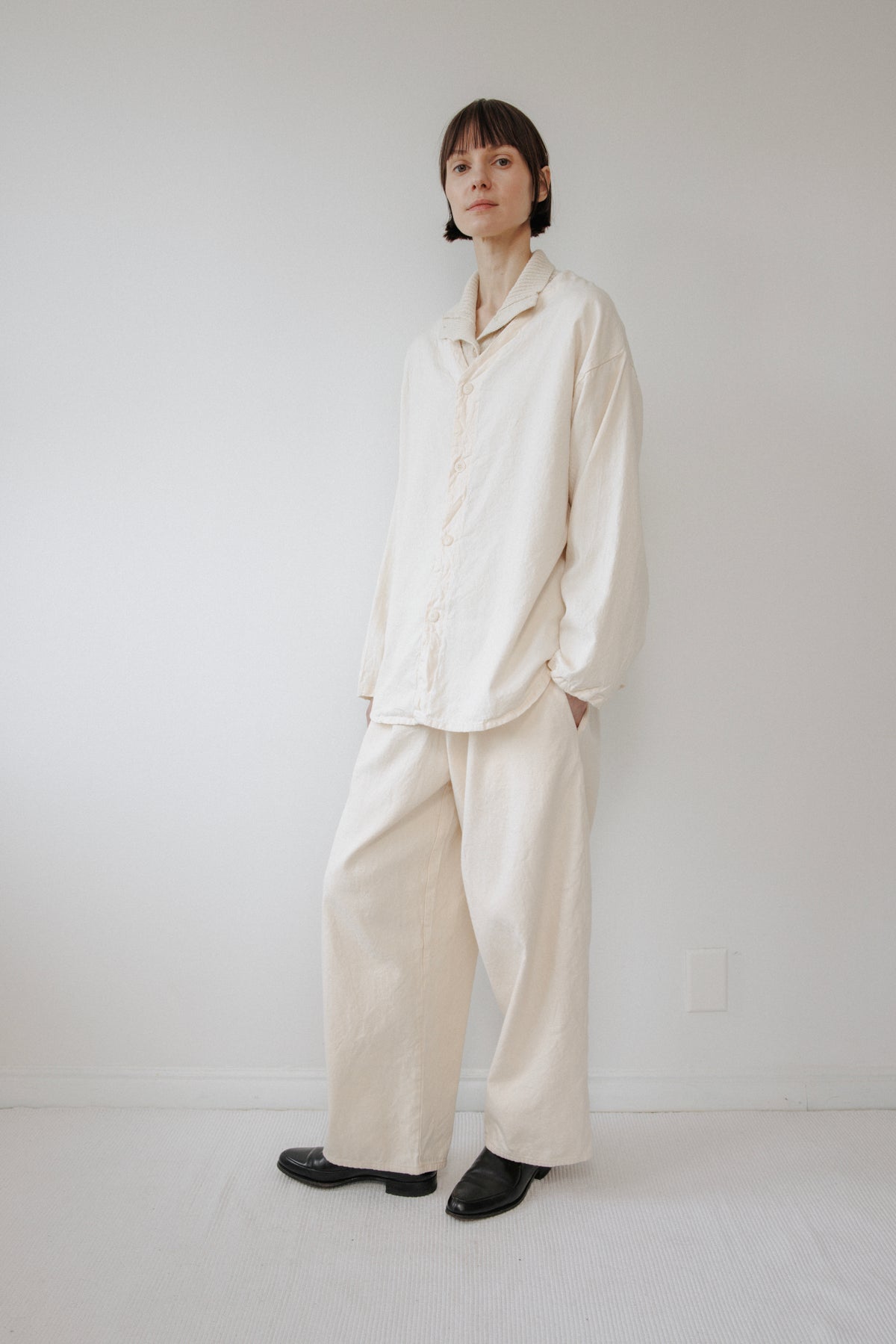 Twill Button-down : Natural
