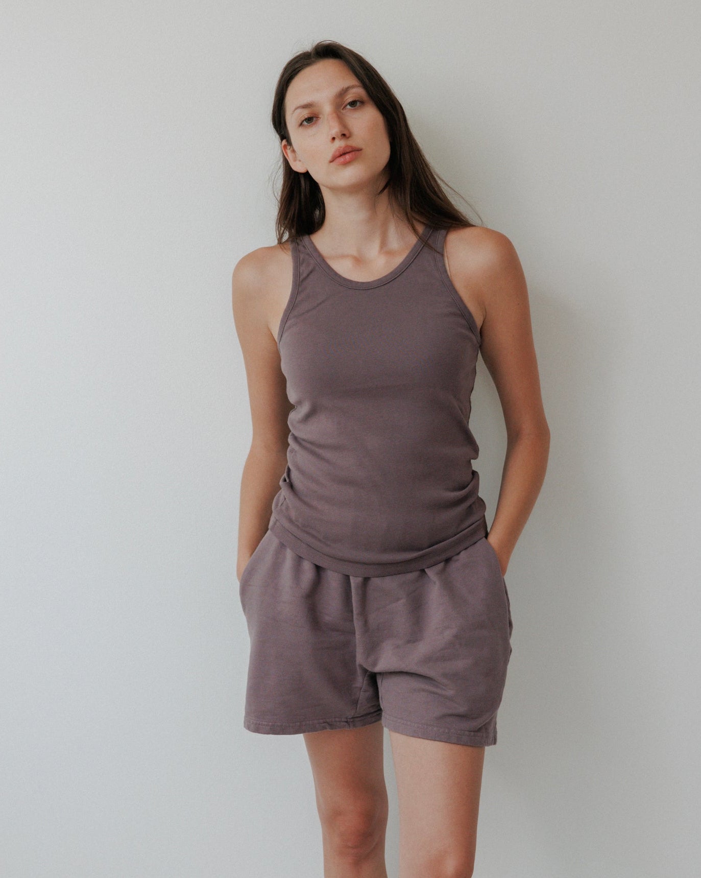 Scoop Back Rib Tank : Mushroom