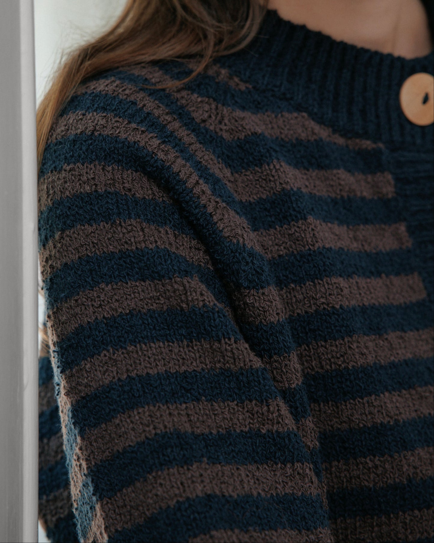 Striped Bomber : Navy & Plum