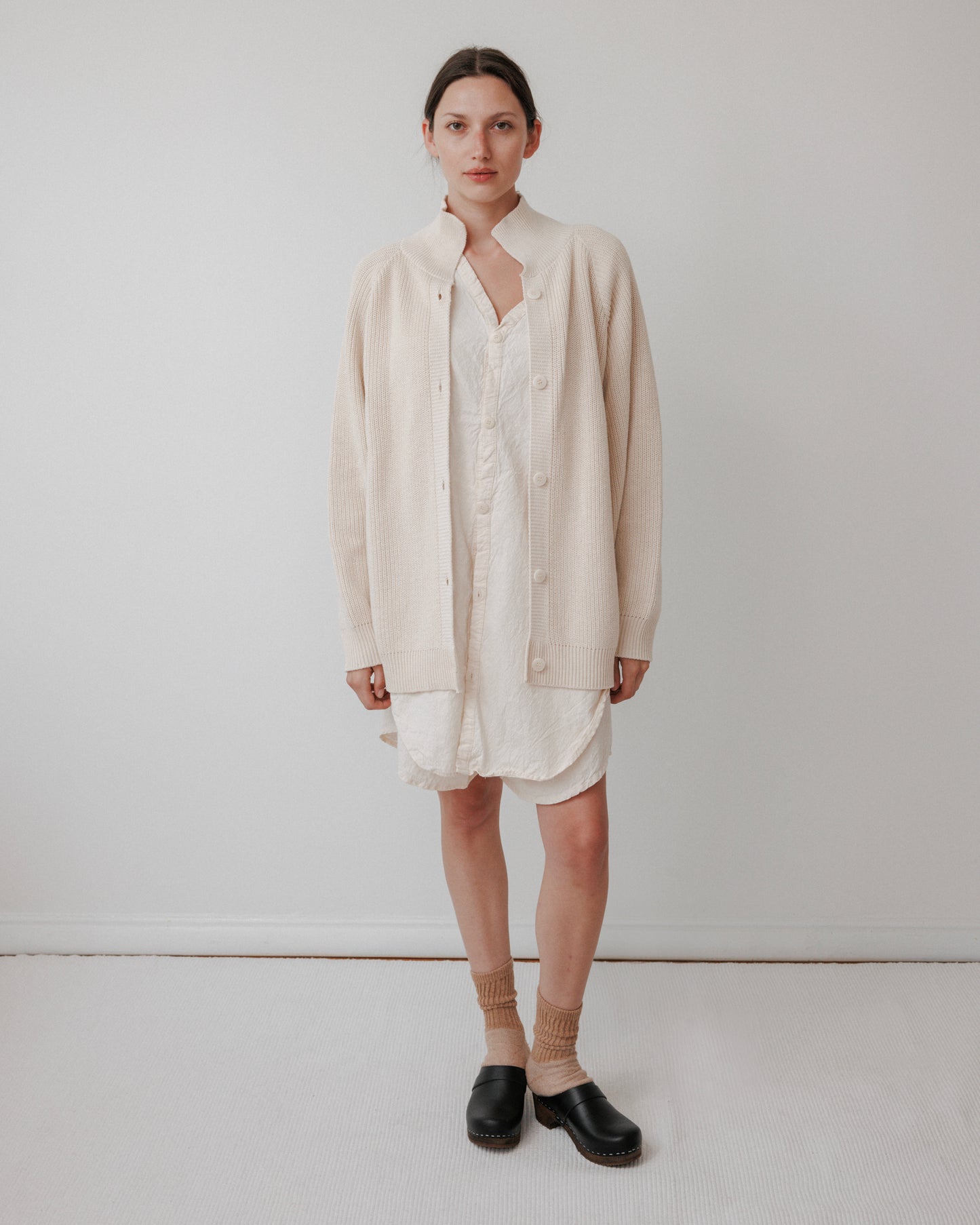 Collar Cardigan : Natural