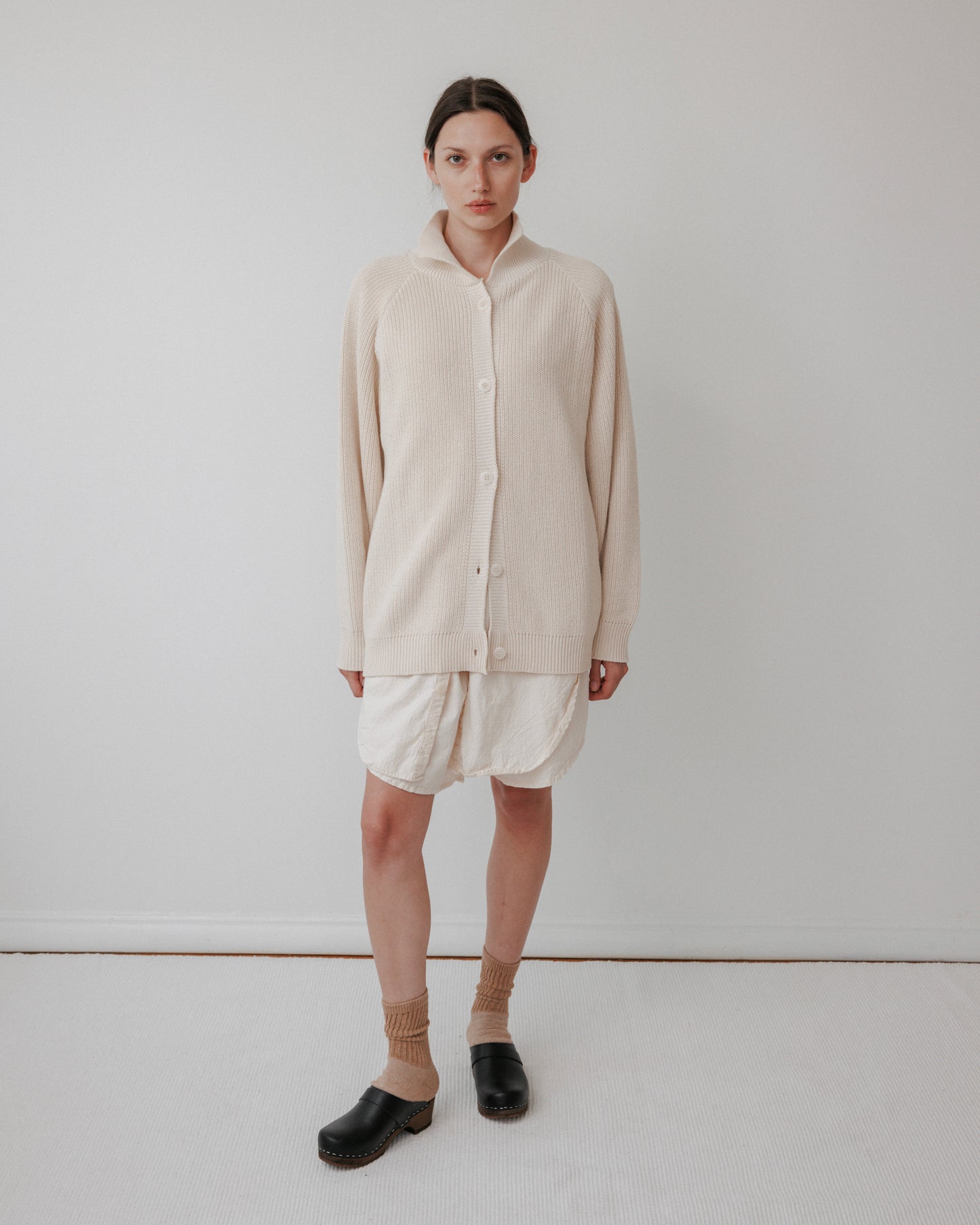 Collar Cardigan : Natural