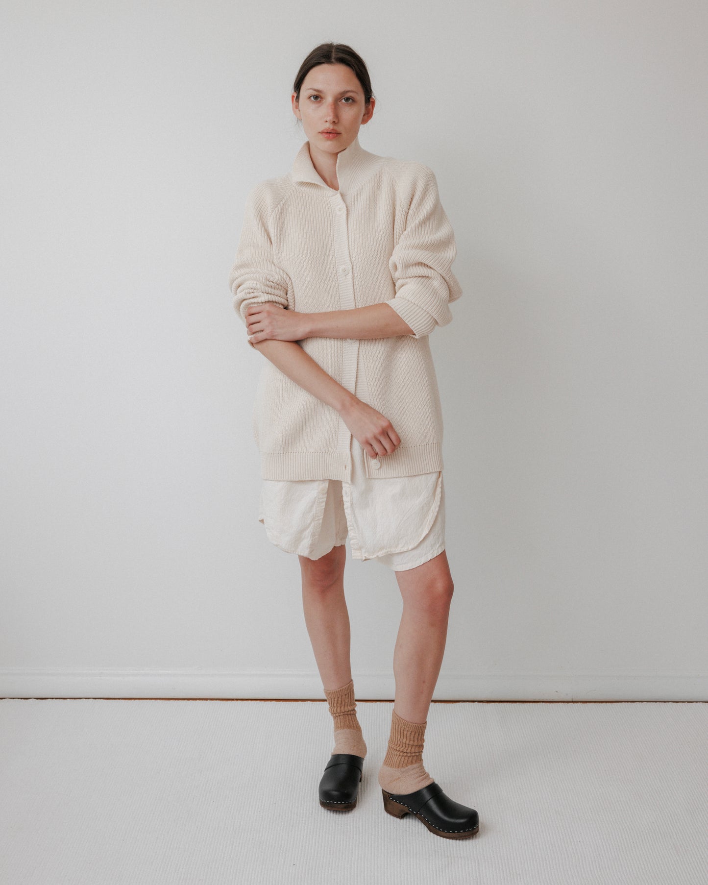 Collar Cardigan : Natural