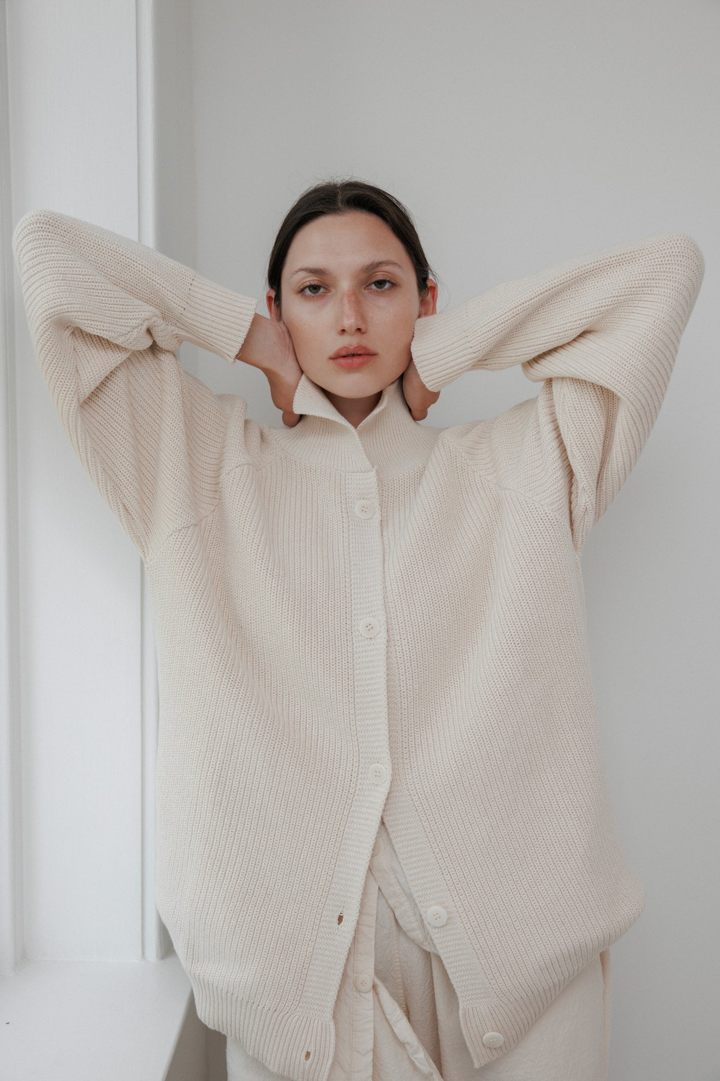 Collar Cardigan : Natural