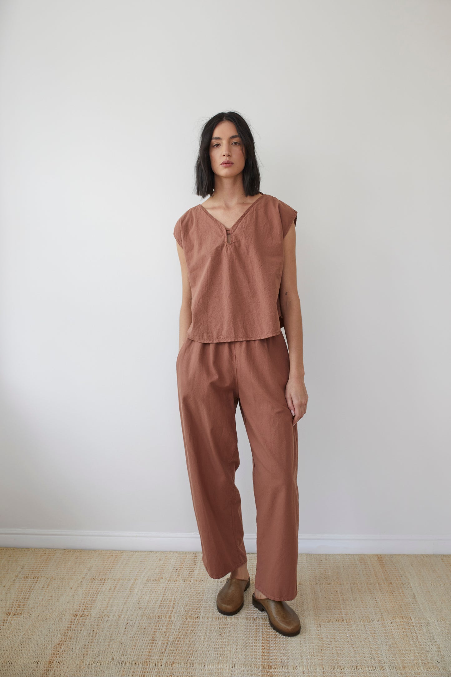 Wide Twill Trouser : Clay