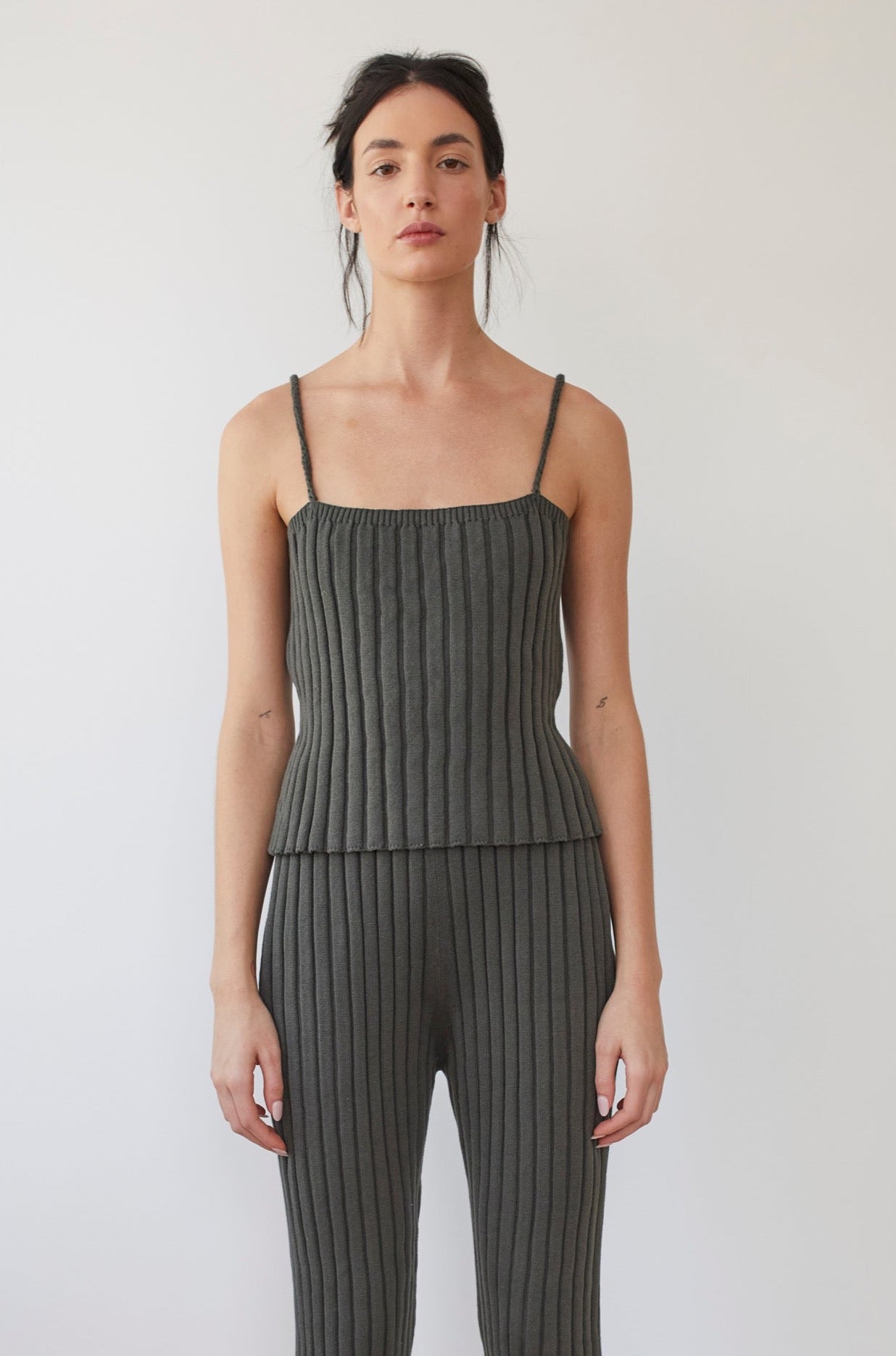 Rib Cami : Washed Black