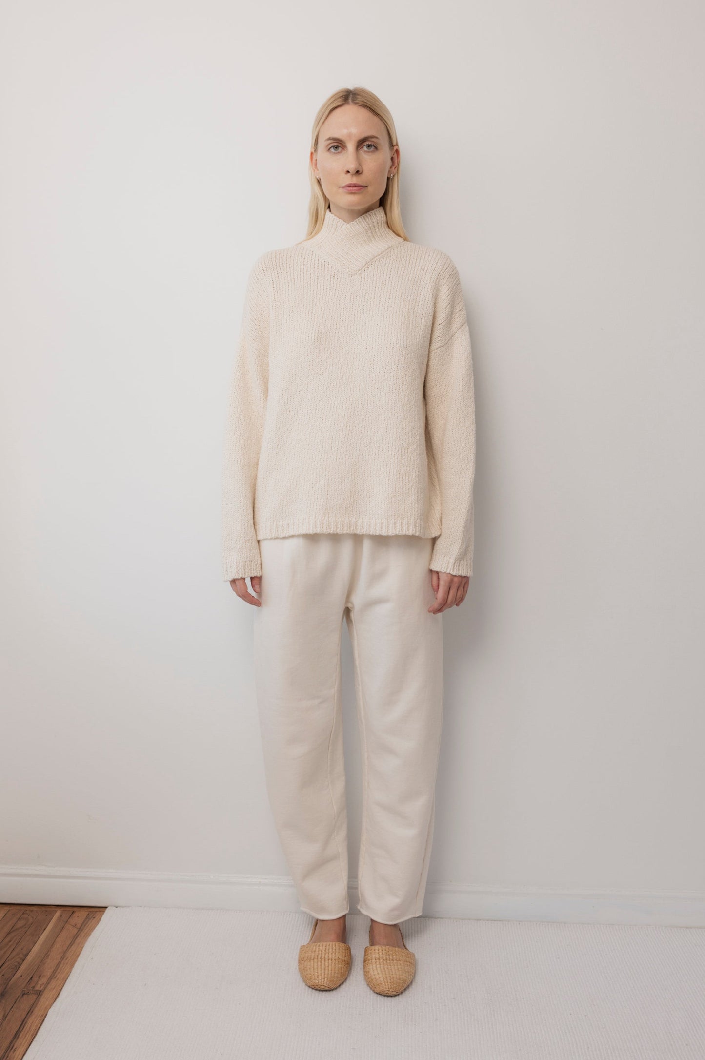 Cross Neck Pullover : Natural