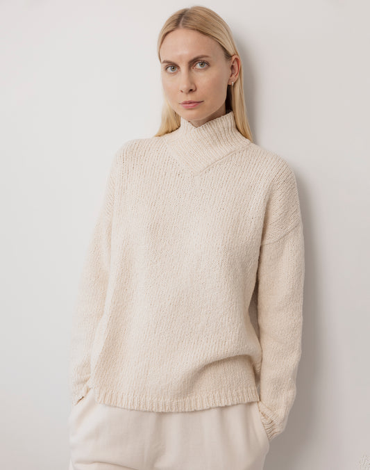Cross Neck Pullover : Natural