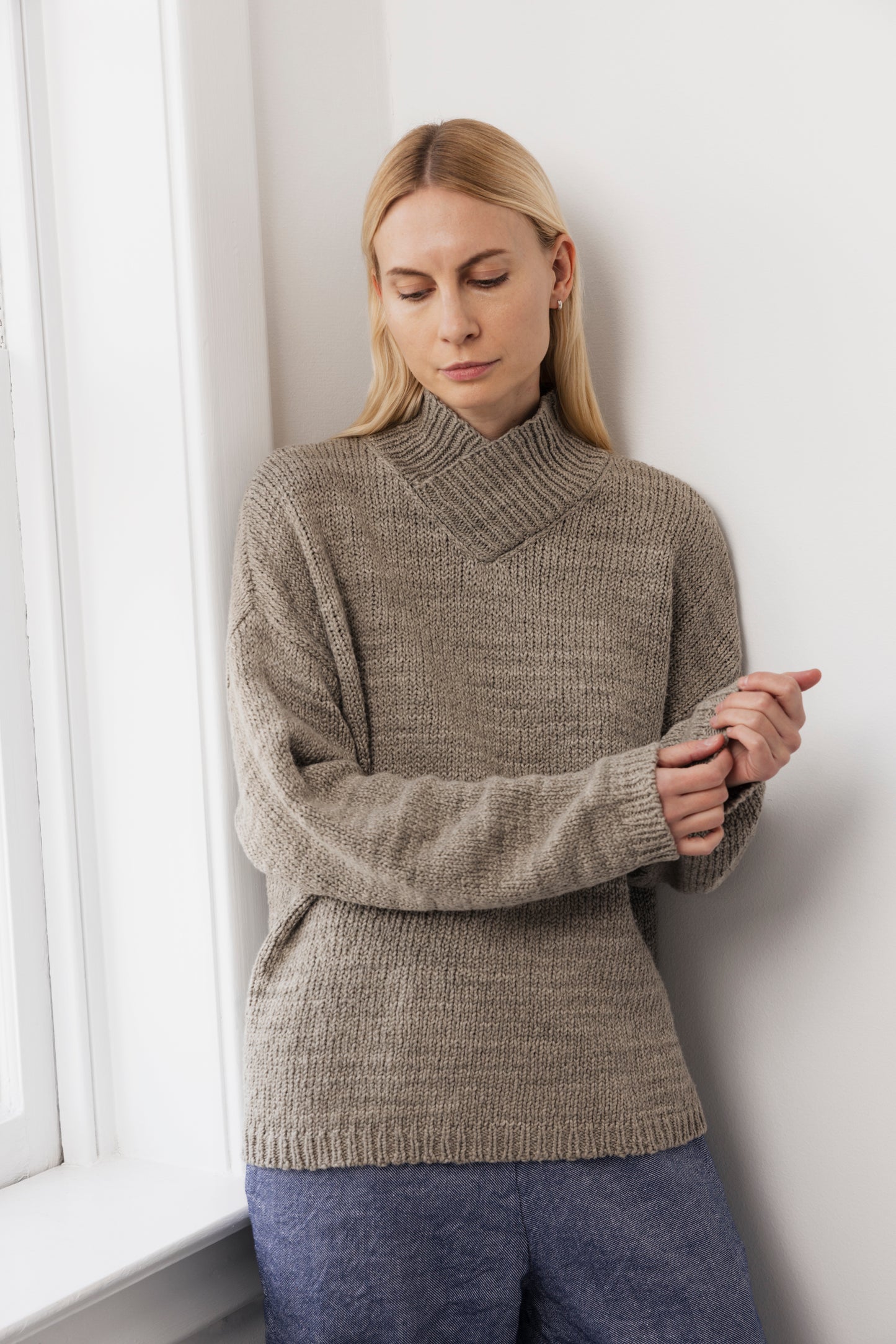 Cross Neck Pullover : Sage