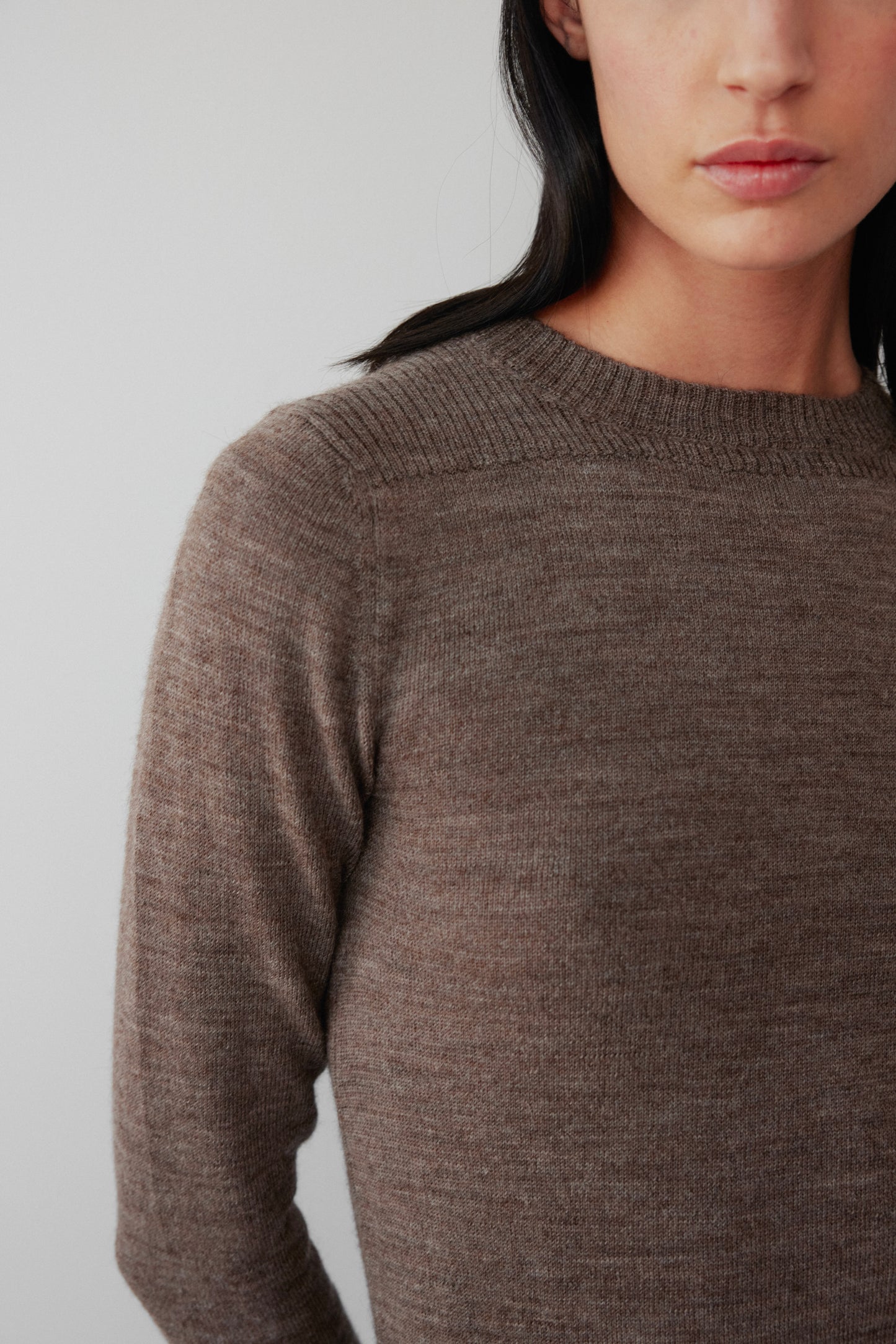 Layering Rib Crewneck : Heathered Brown