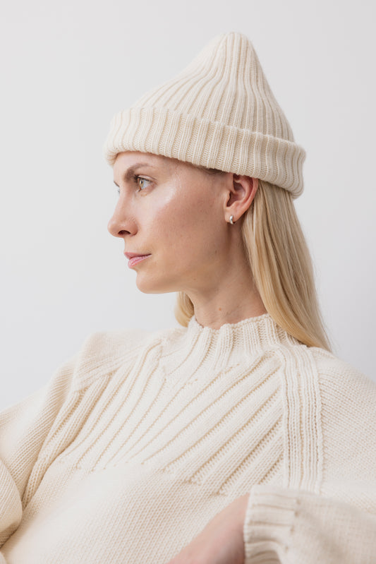 Skinny Rib Hat : Merino Natural