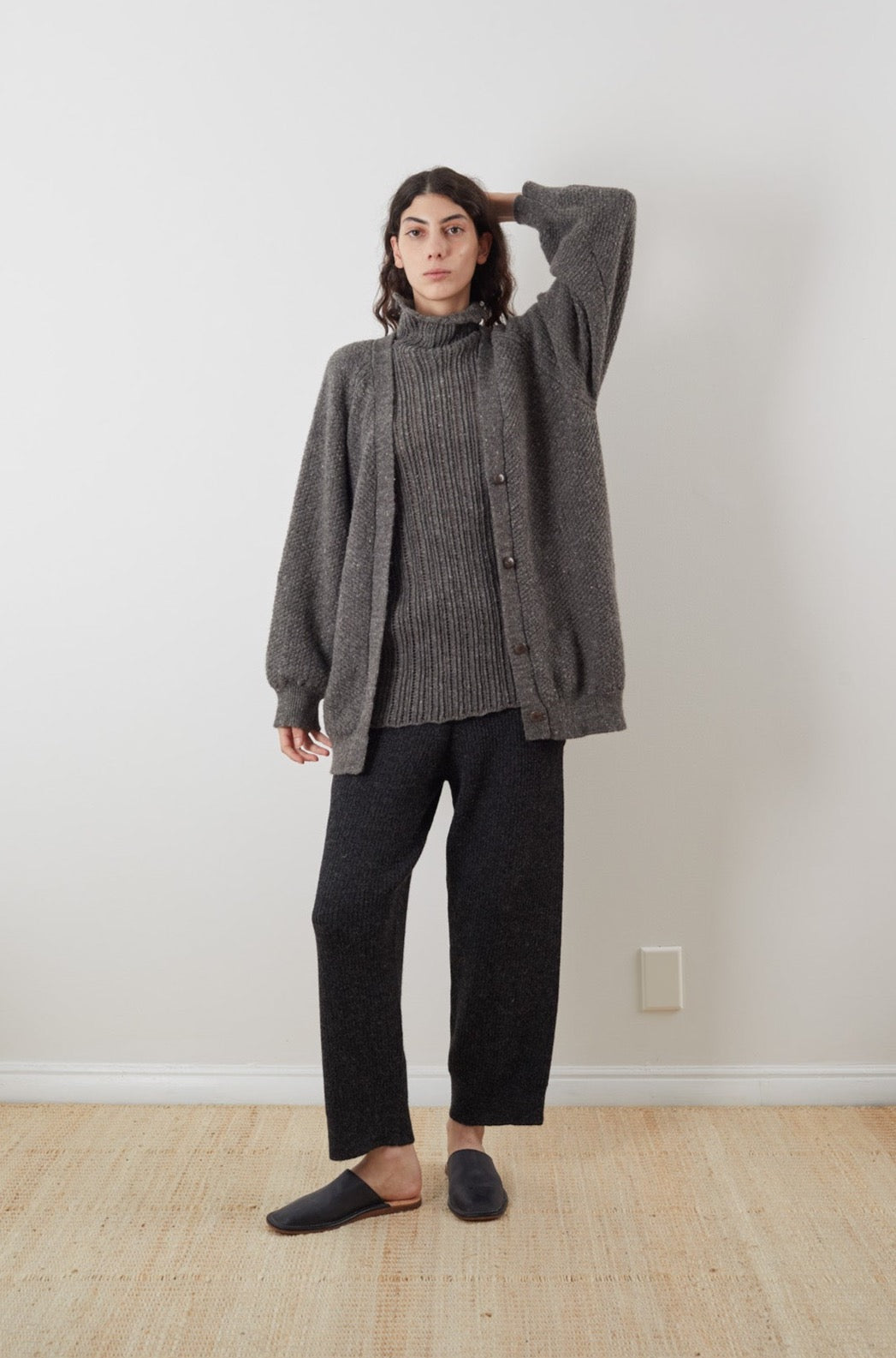 Wol Hide Skinny Rib Hat in Bark