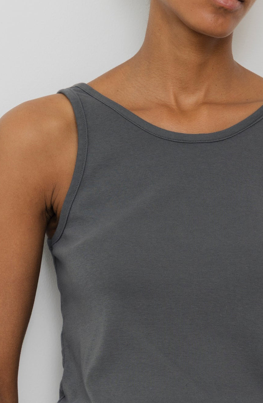 Scoop Back Rib Tank : Stone
