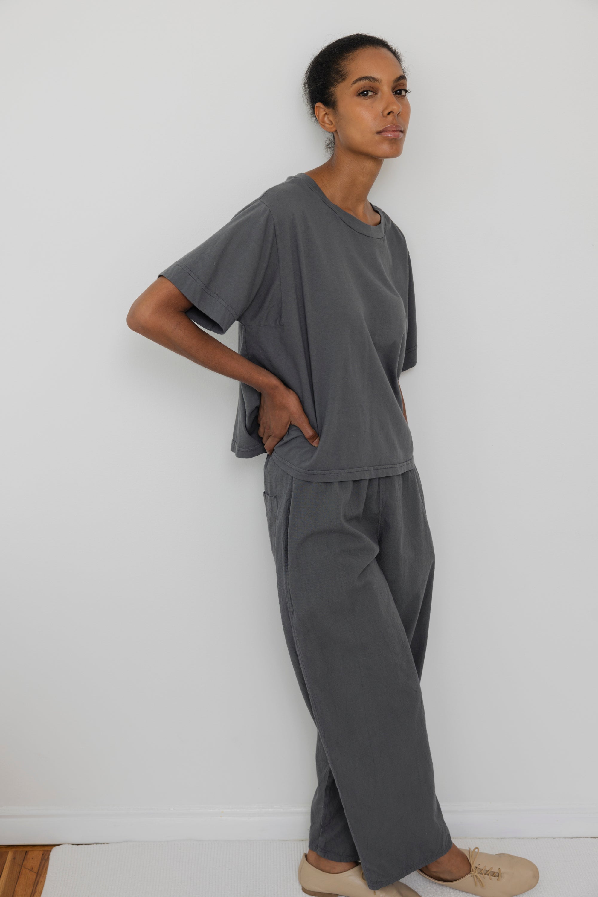 Wide Trouser : Stone