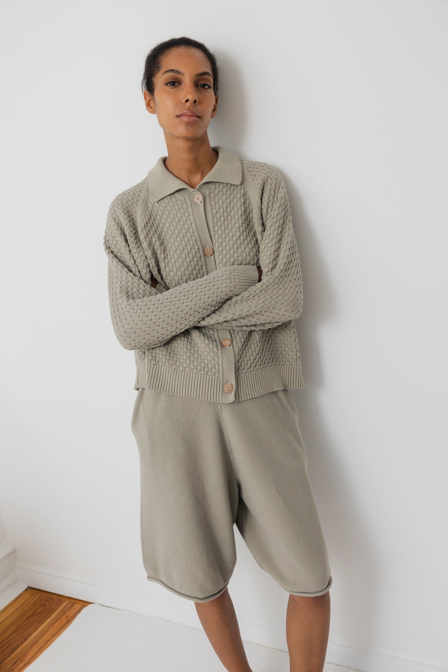 Textured Cardigan : Khaki