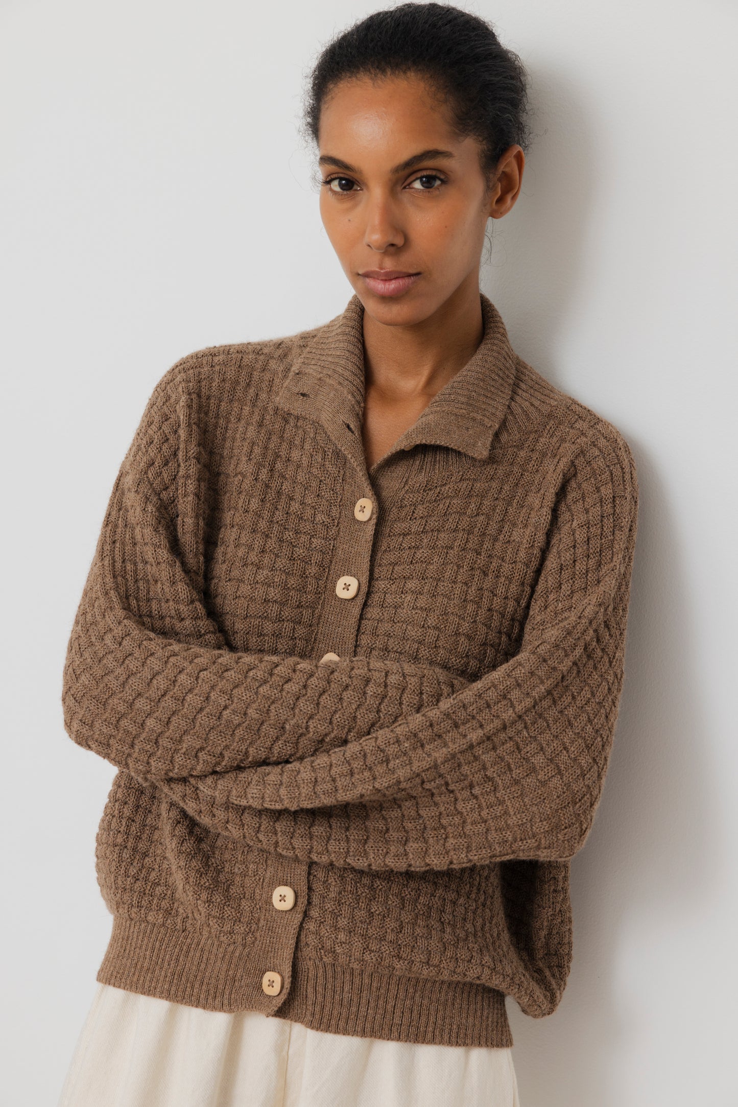 Lattice Cardigan : Camel