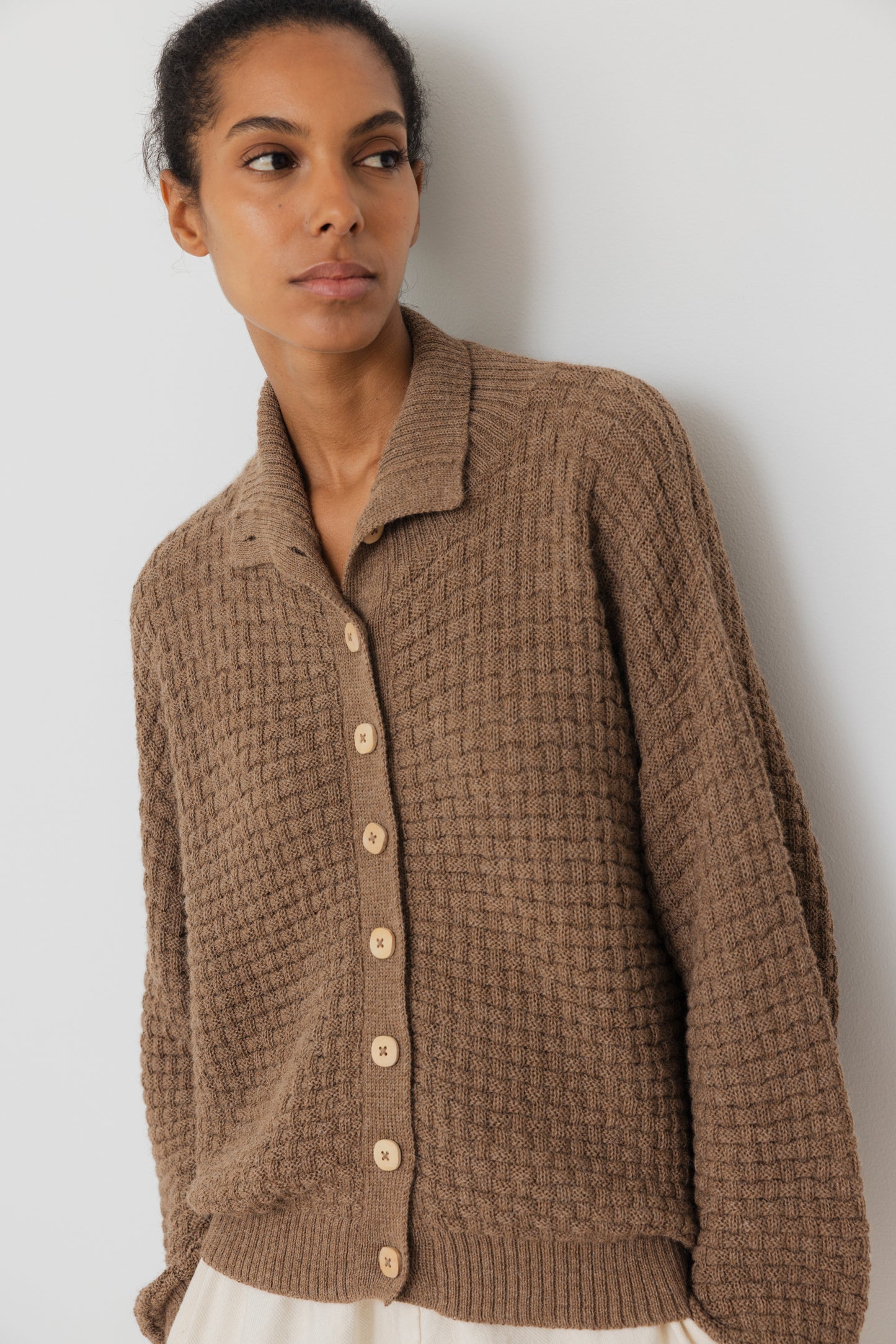 Lattice Cardigan : Camel
