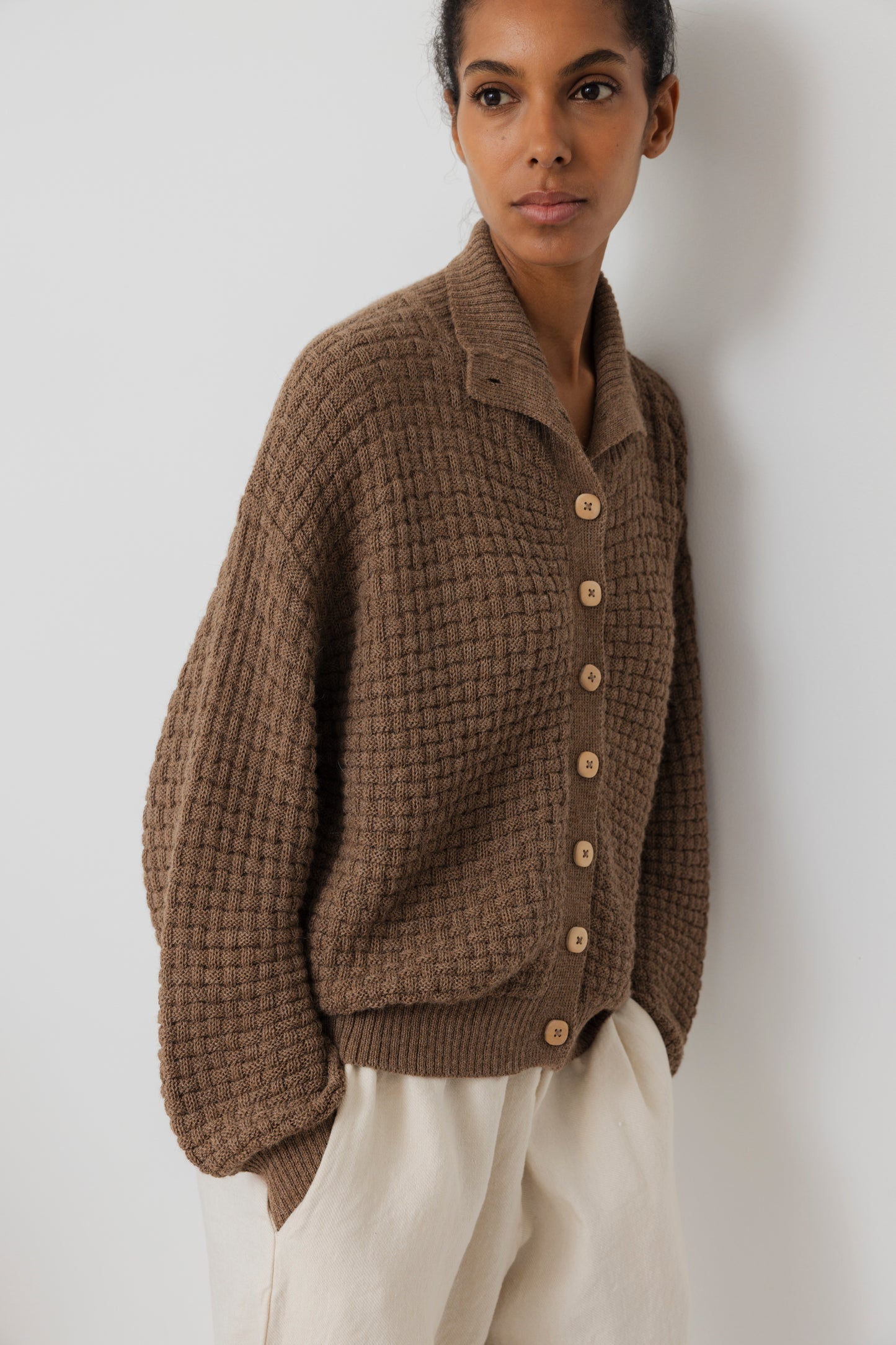 Lattice Cardigan : Camel