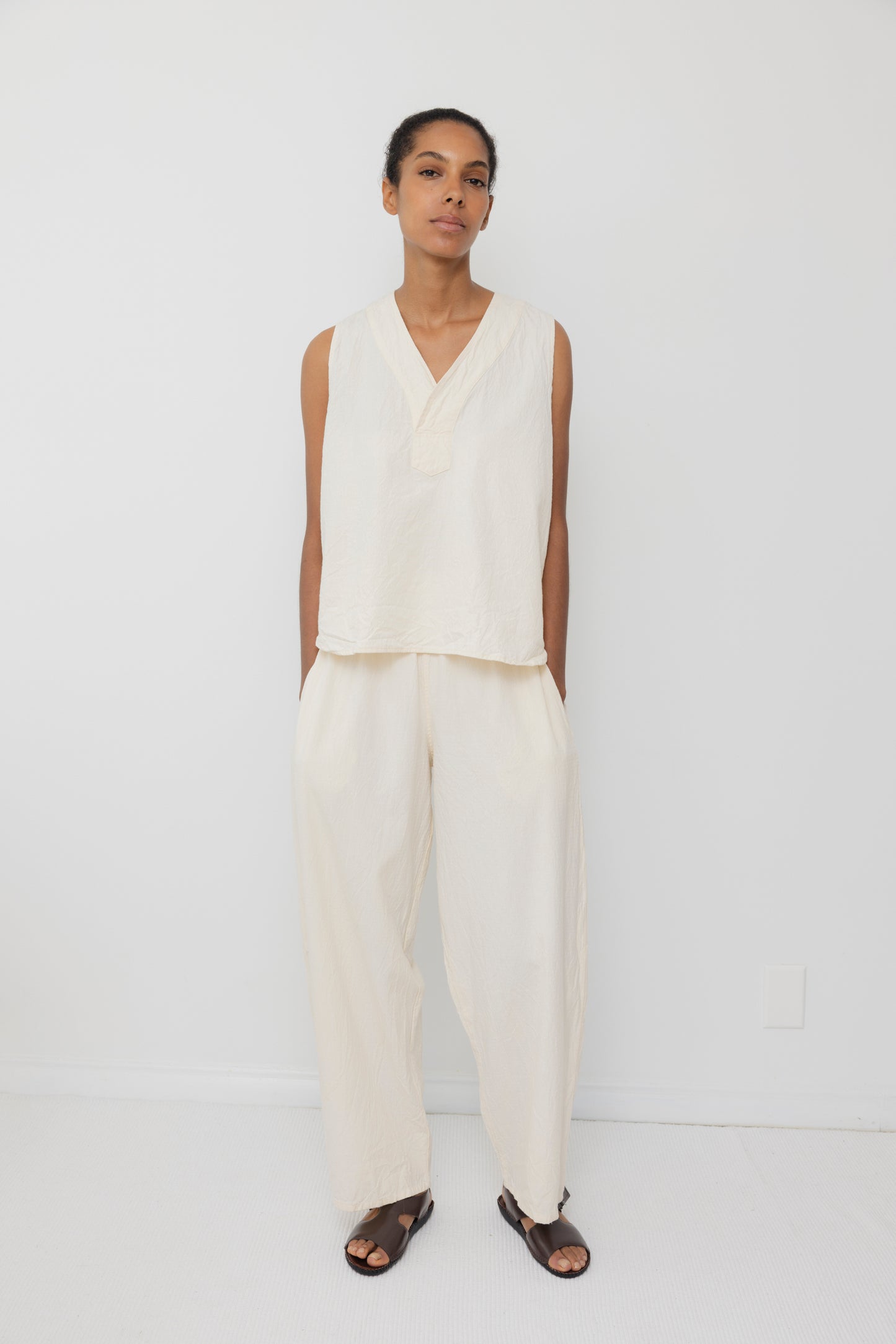 Wide Trouser : Natural