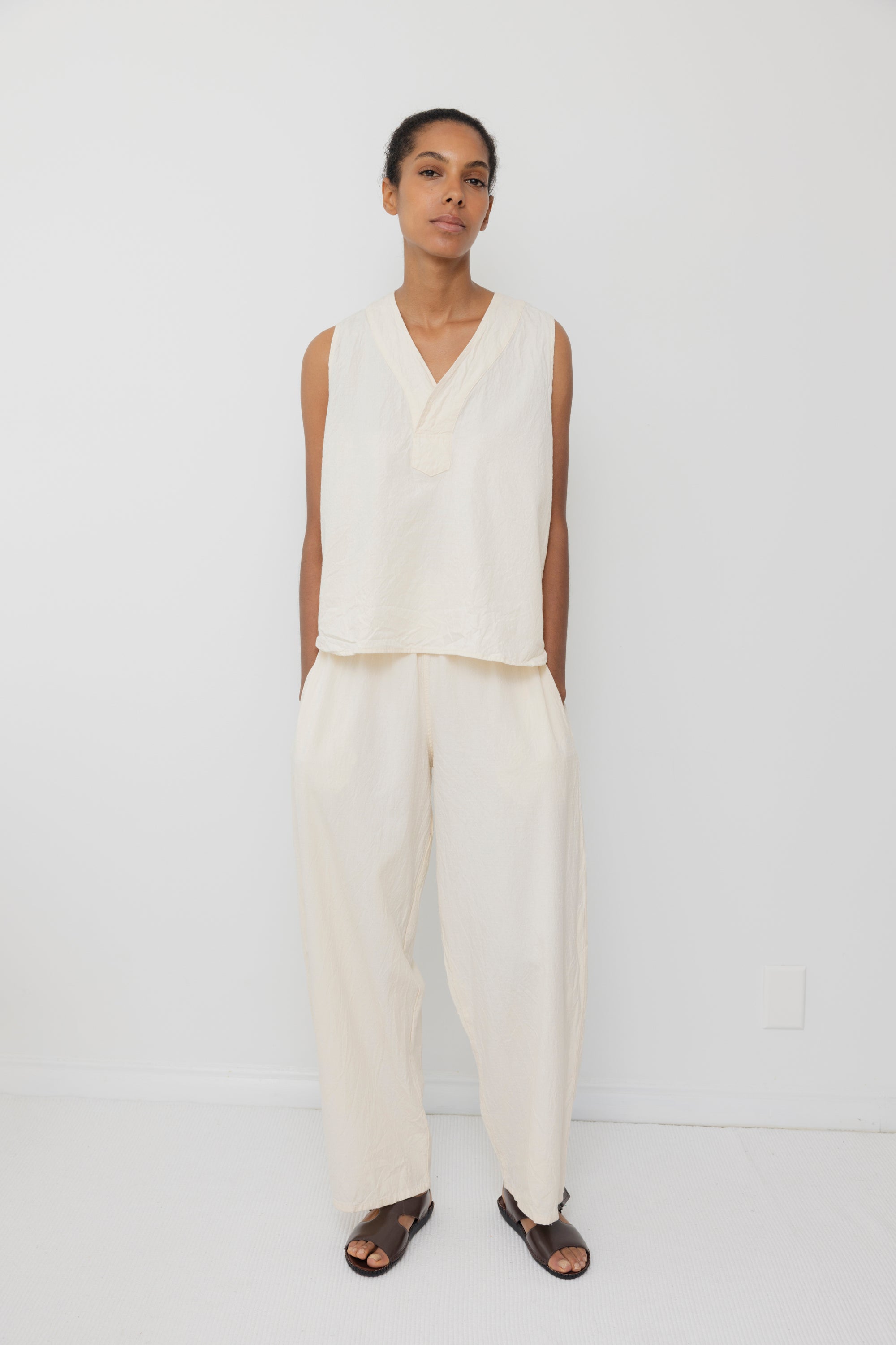 Wide Trouser : Natural