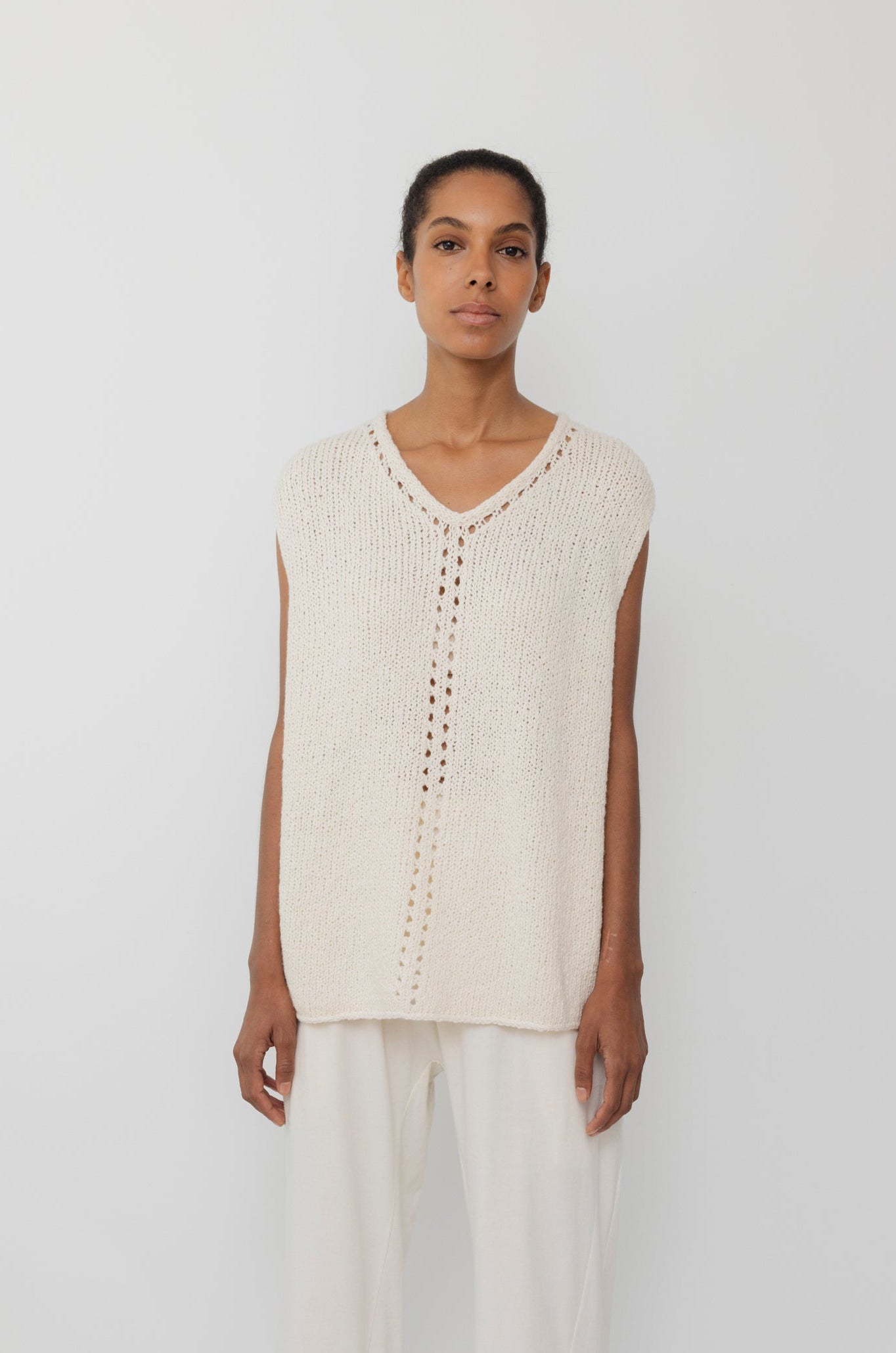 Pointelle Vest : Natural