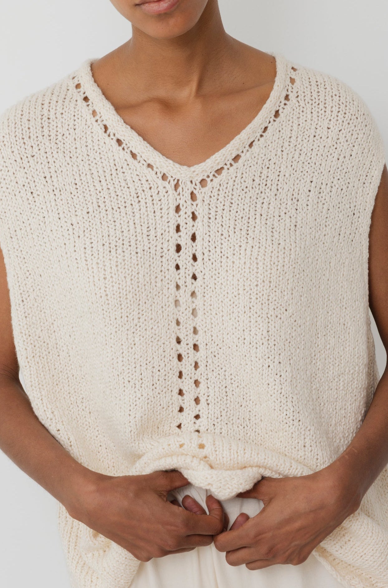 Pointelle Vest : Natural