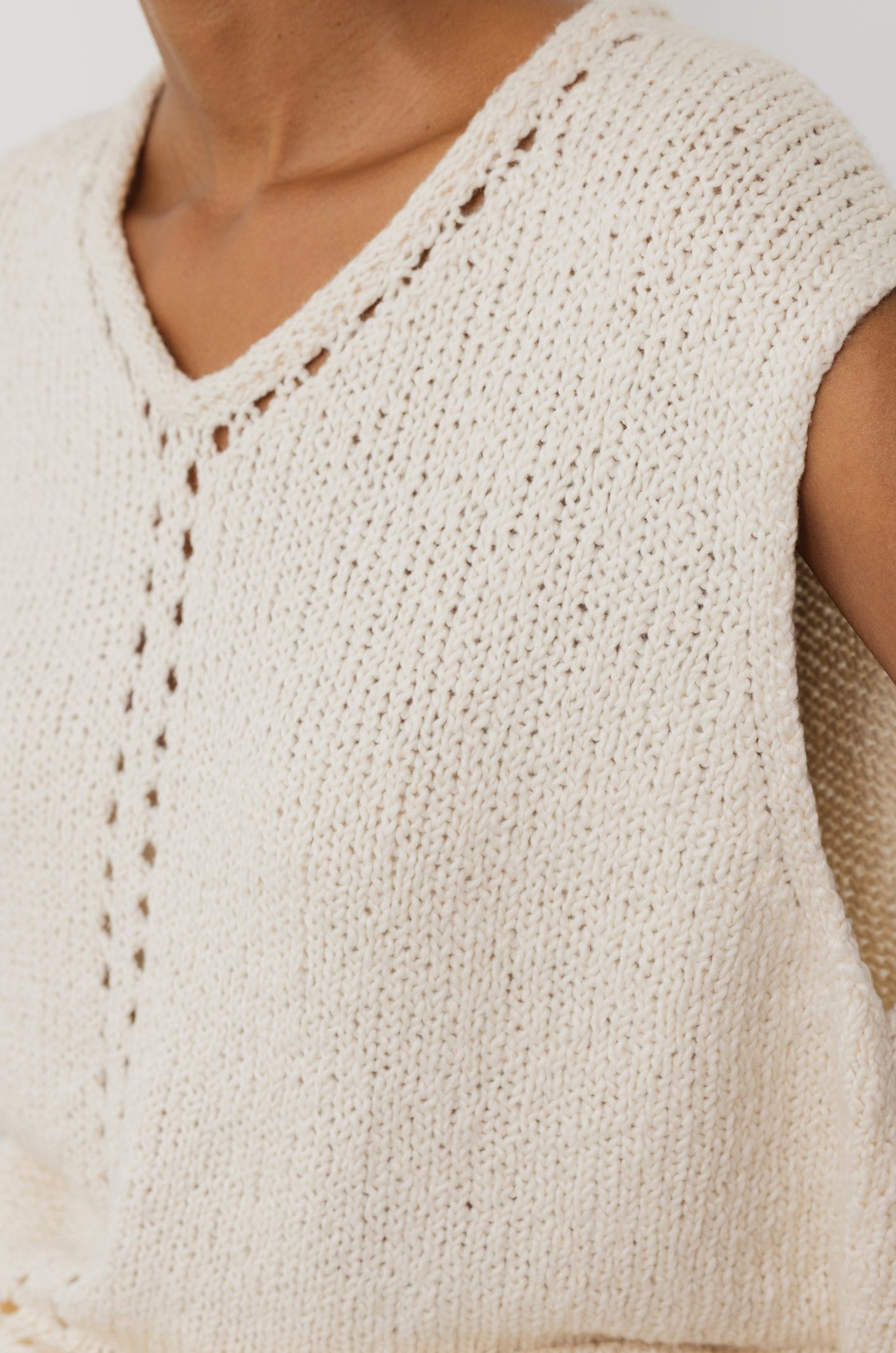 Pointelle Vest : Natural