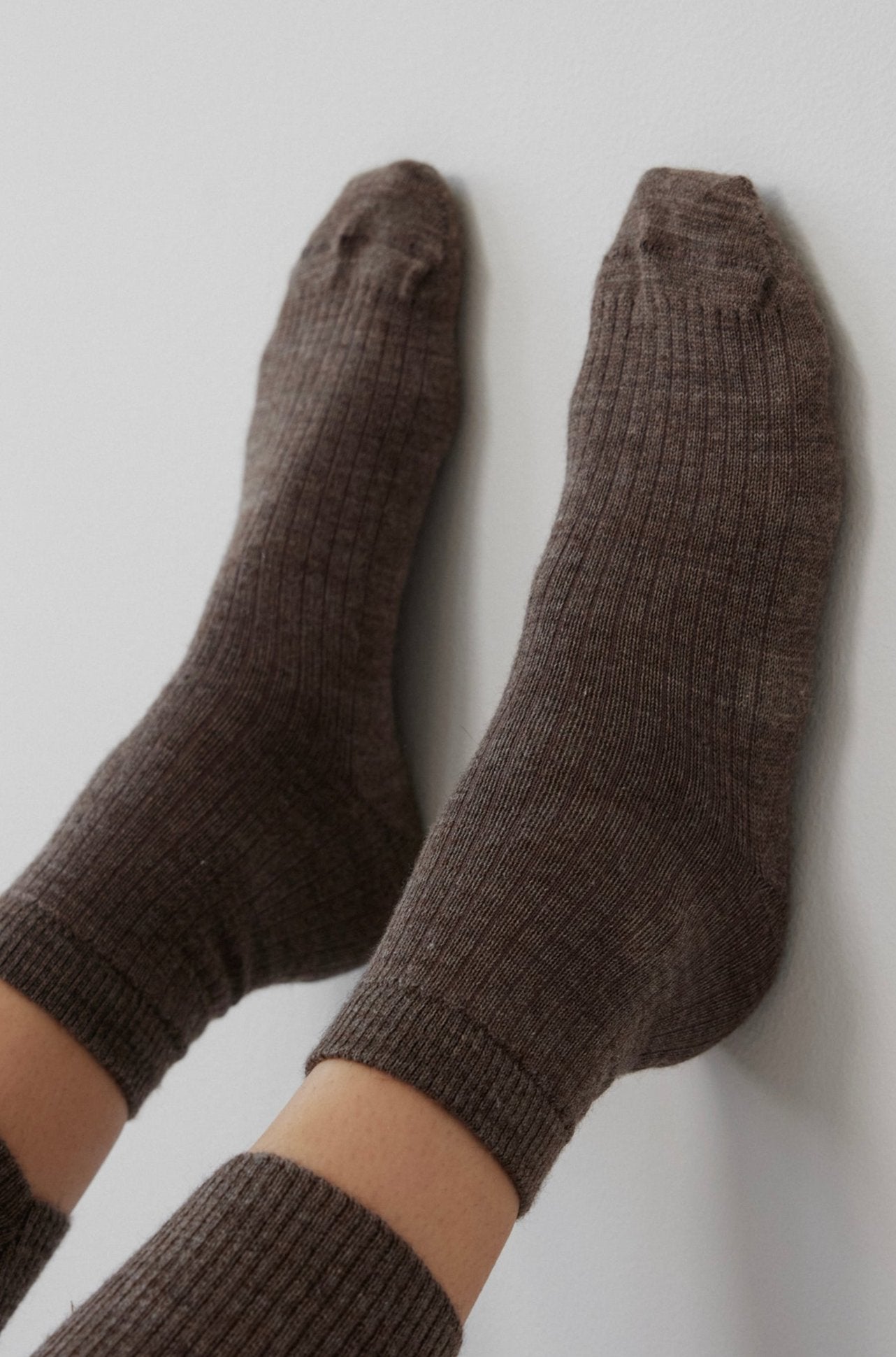 Rib Socks : Heathered Brown