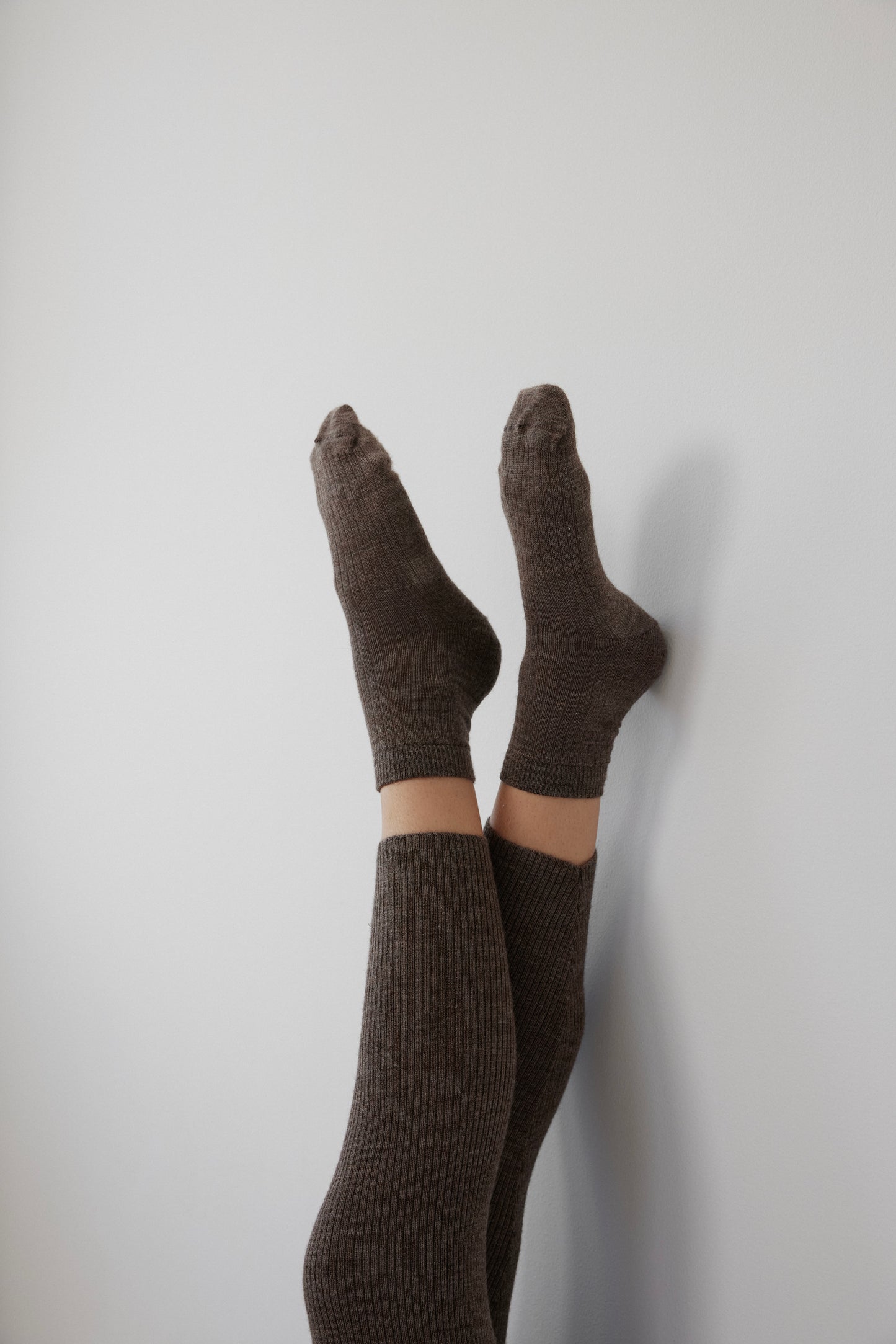 Rib Socks : Heathered Brown