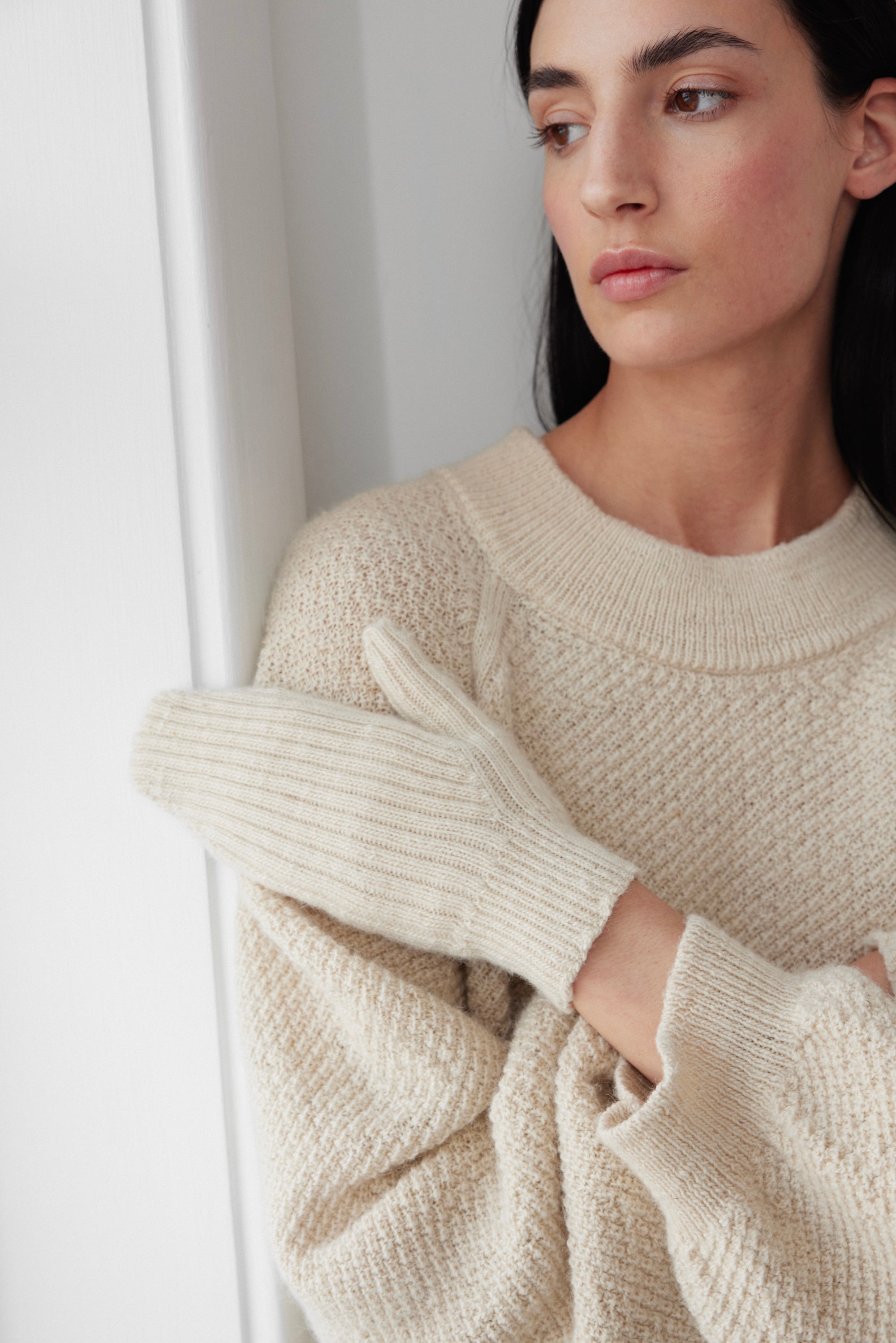 Rib Mitten : Alpaca Natural