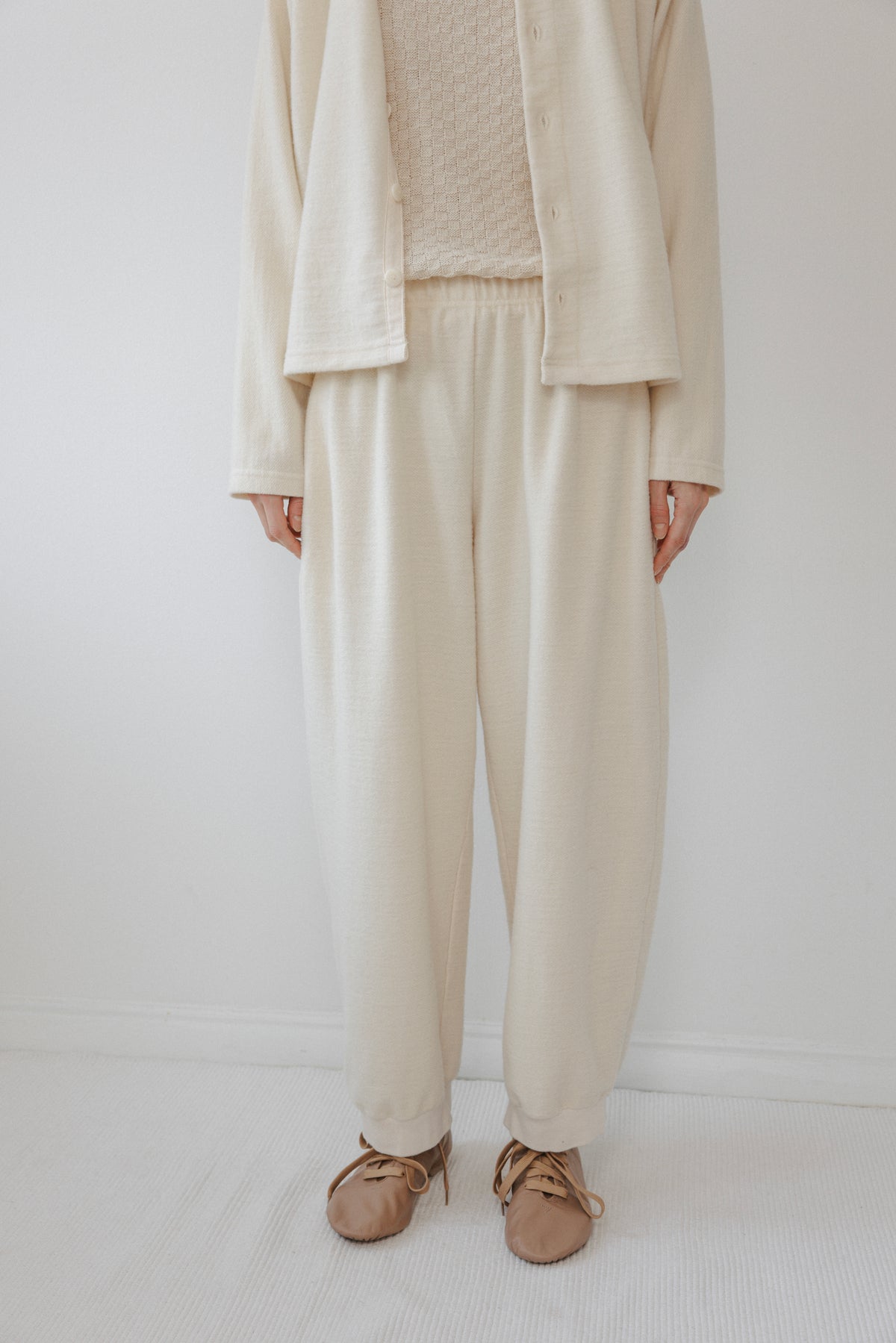 Brushed Wool Trouser : Natural