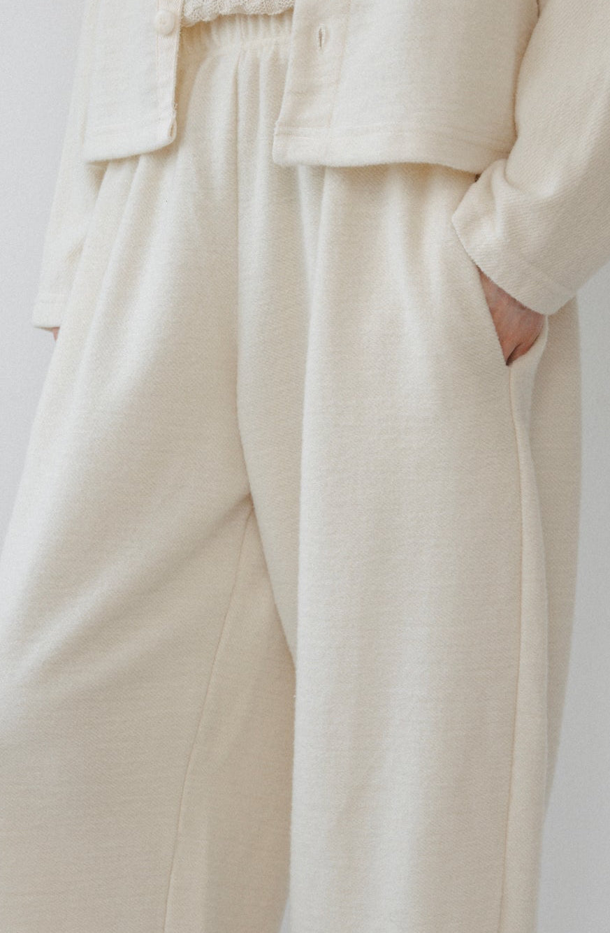 Brushed Wool Trouser : Natural
