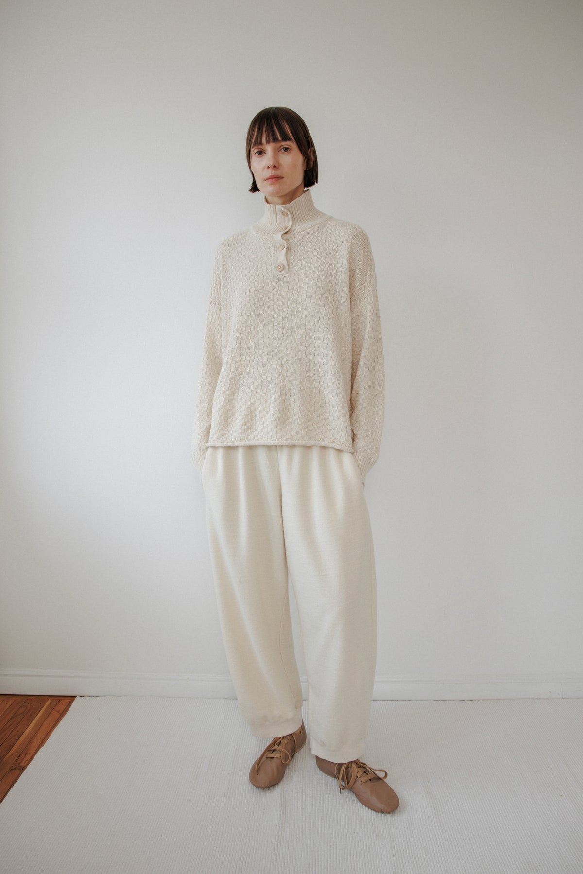 Brushed Wool Trouser : Natural