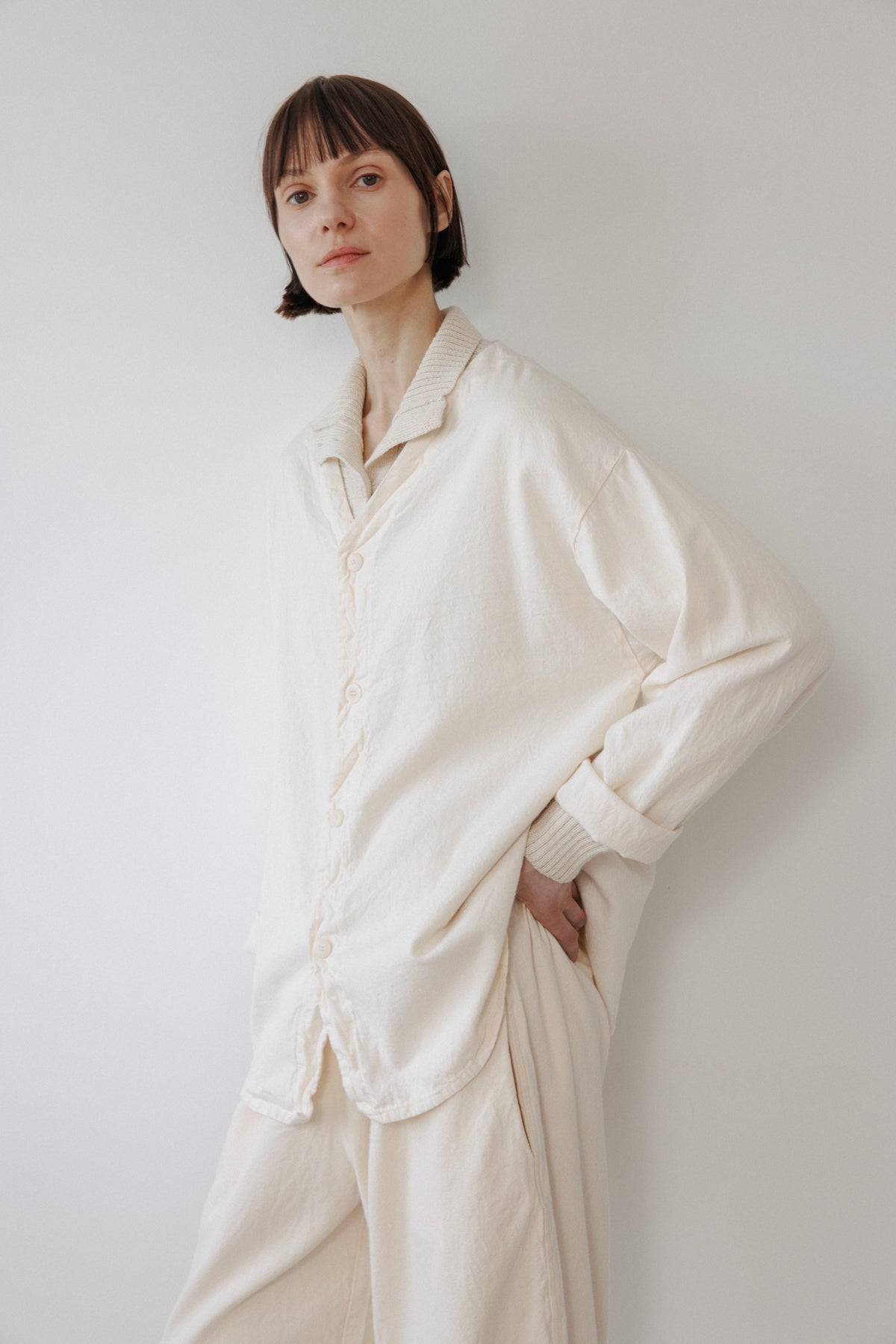 Twill Button-down : Natural
