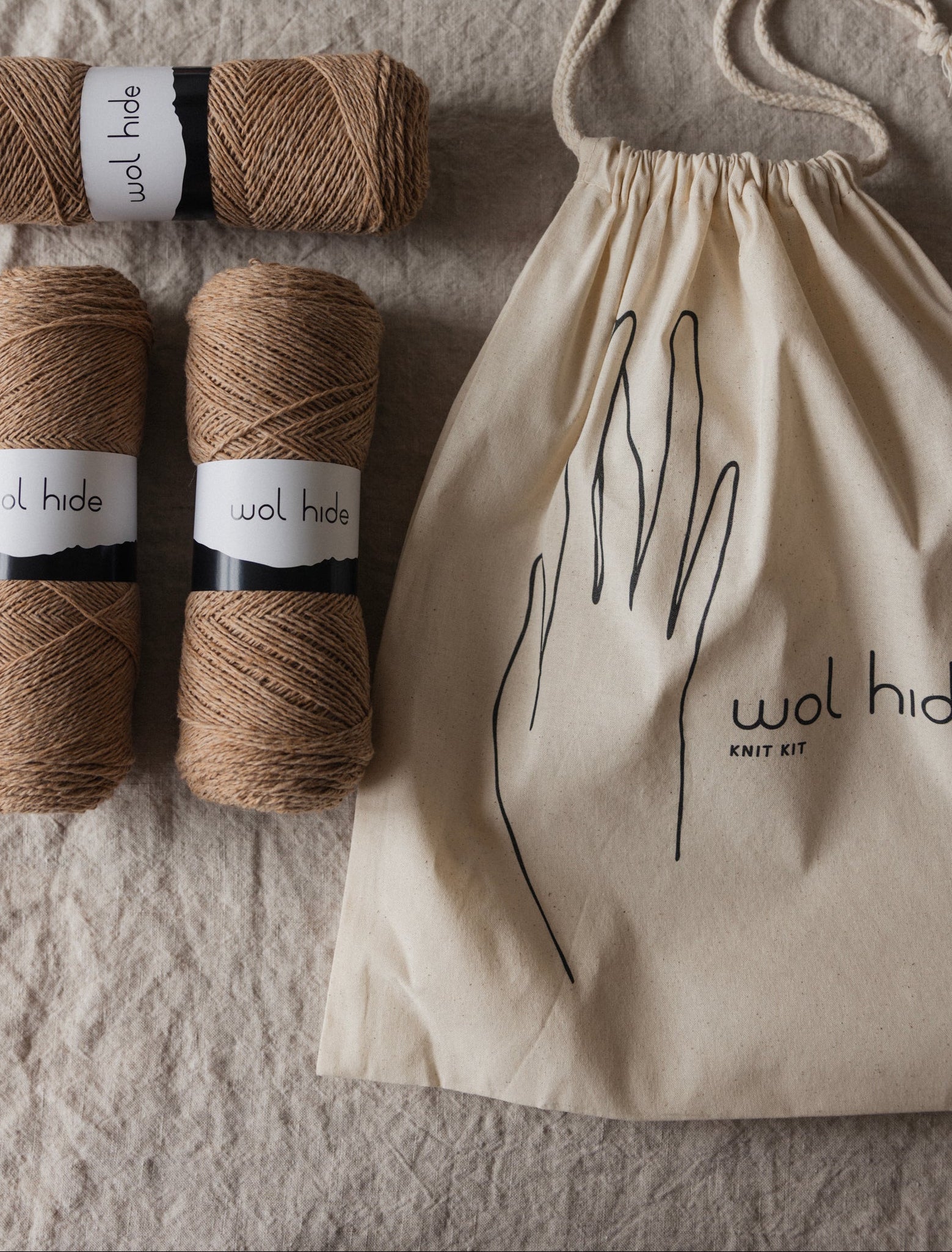 Knit Kit : Rambouillet & Coyote Brown Cotton