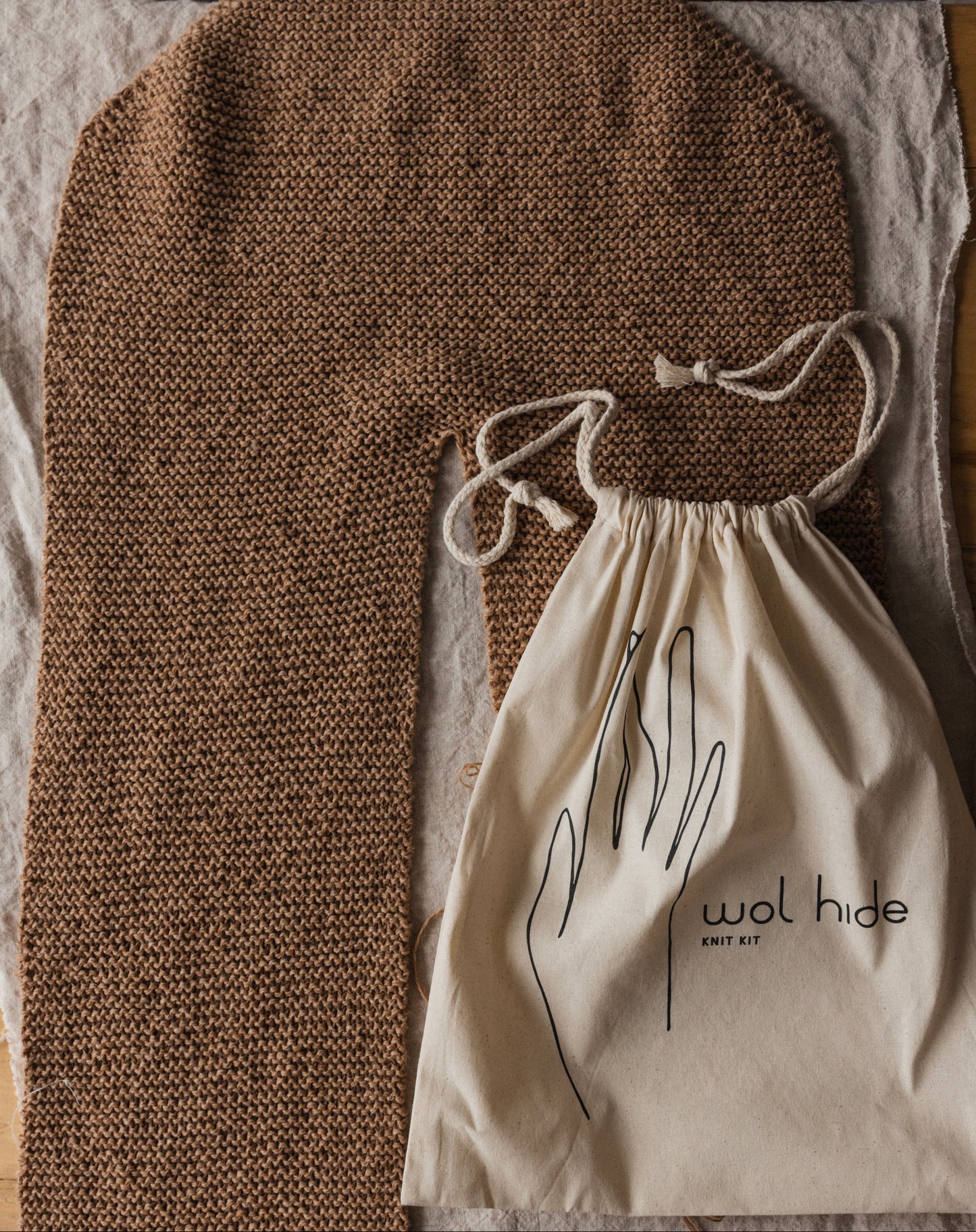 Knit Kit : Rambouillet & Coyote Brown Cotton