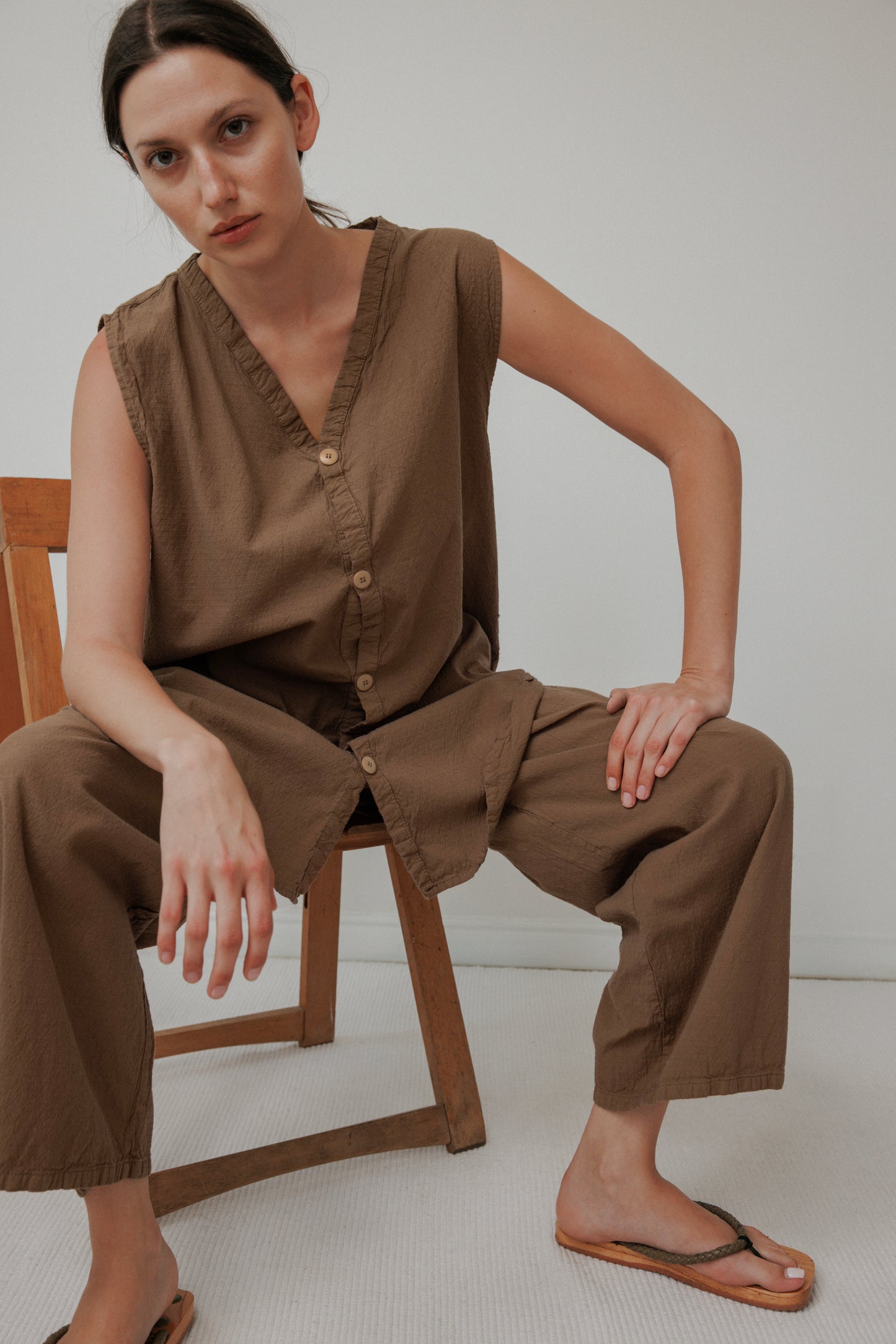 Wide Trouser : Sepia