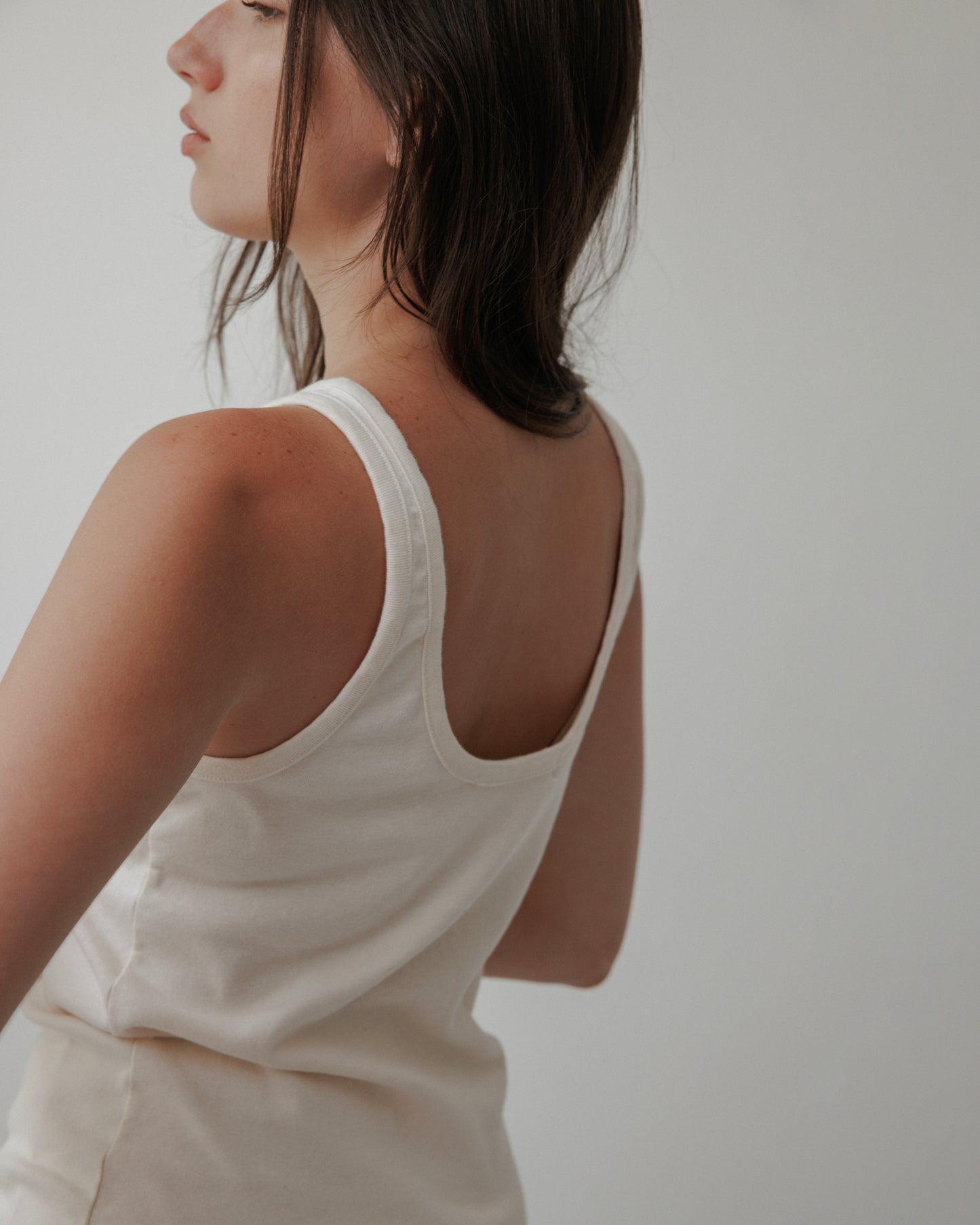 Scoop Back Rib Tank : Natural