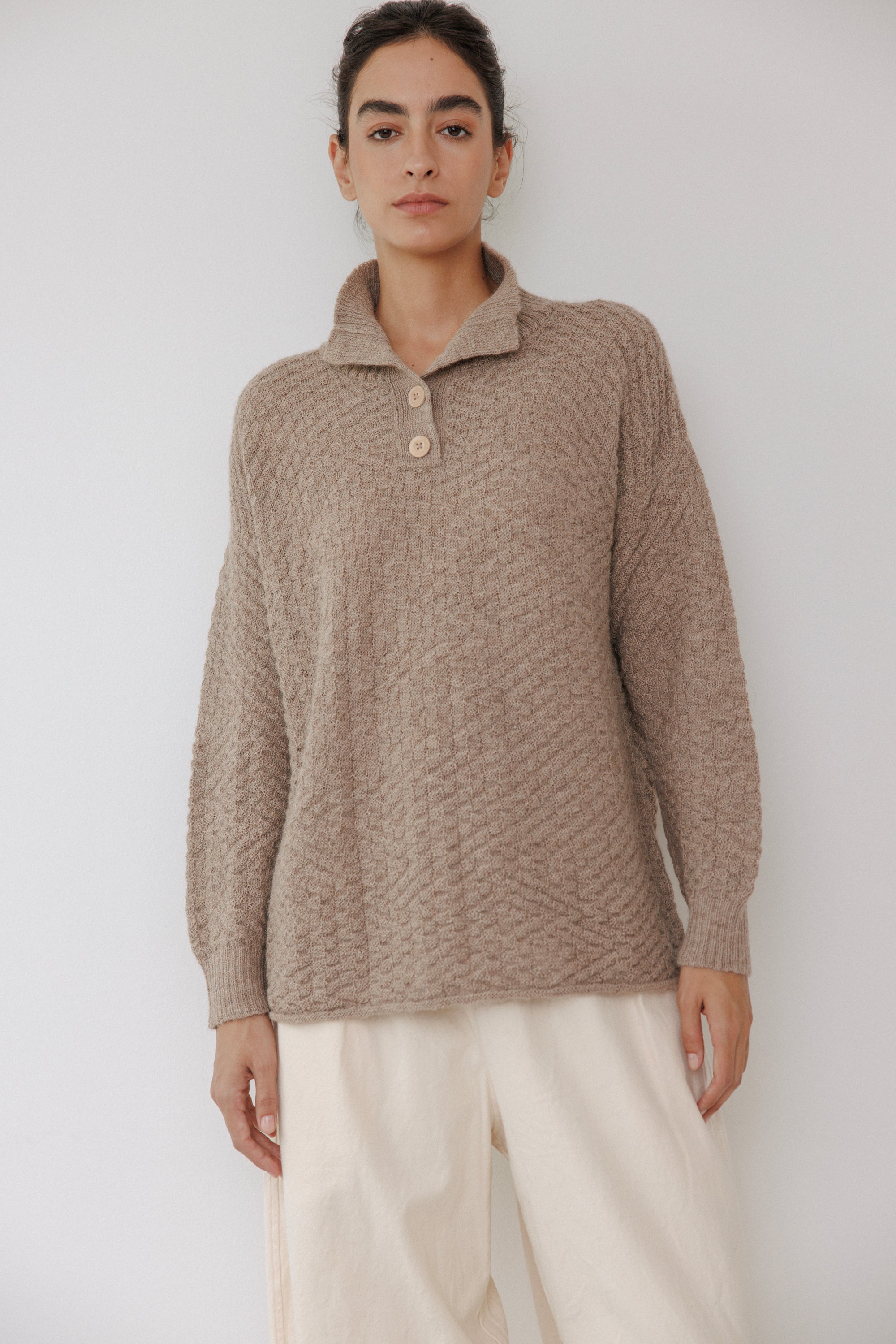 Lattice Henley : Oatmeal