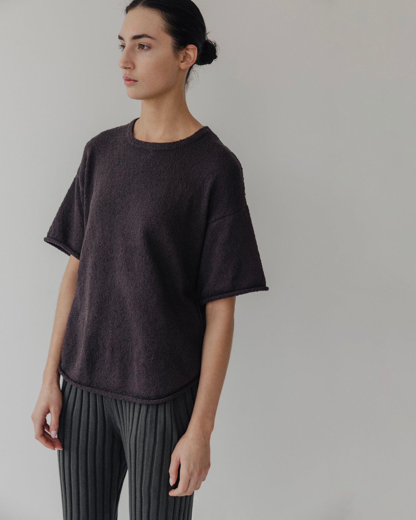 Boucle Tee : Black Plum