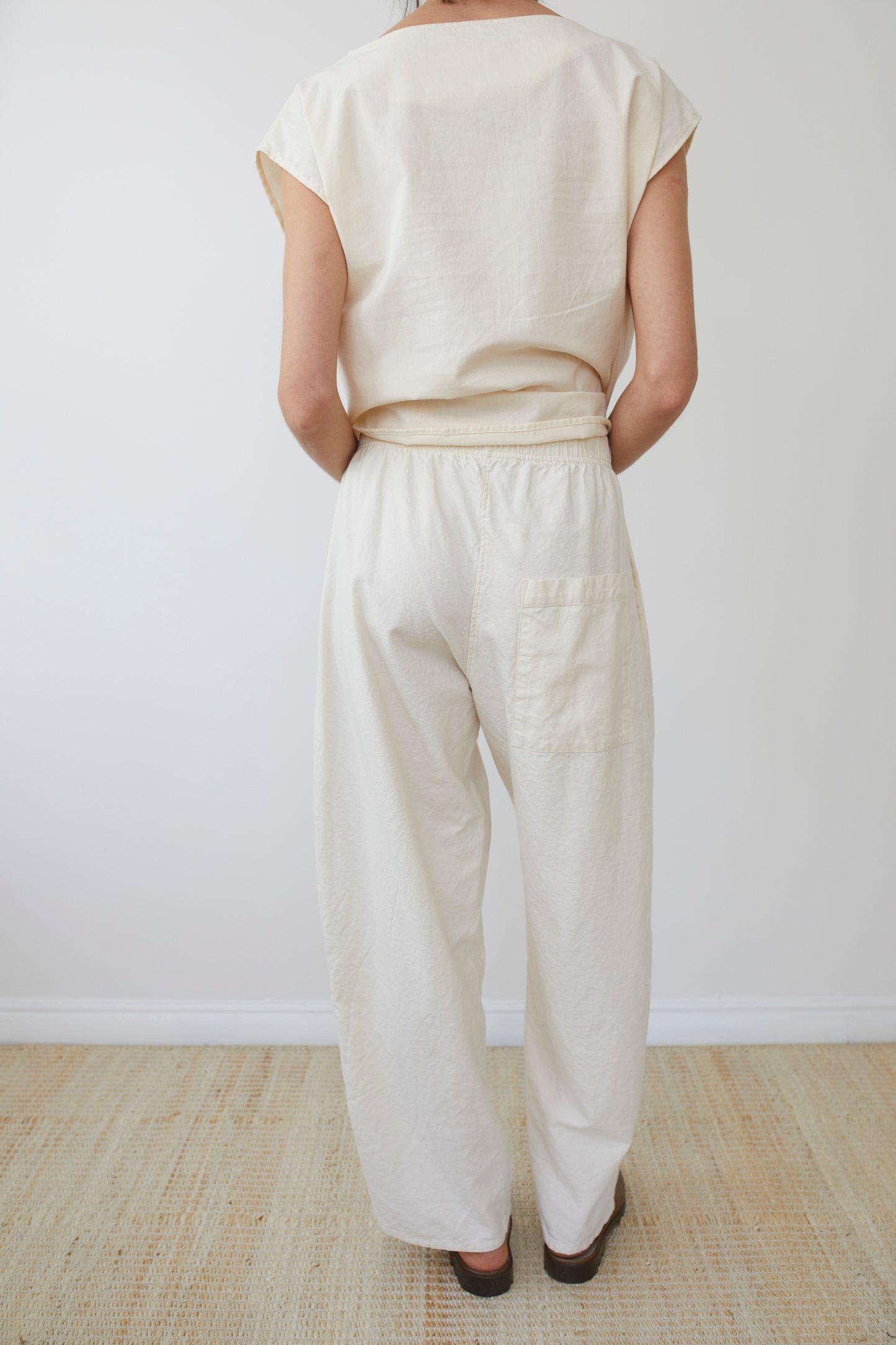 Wide Twill Trouser : Natural