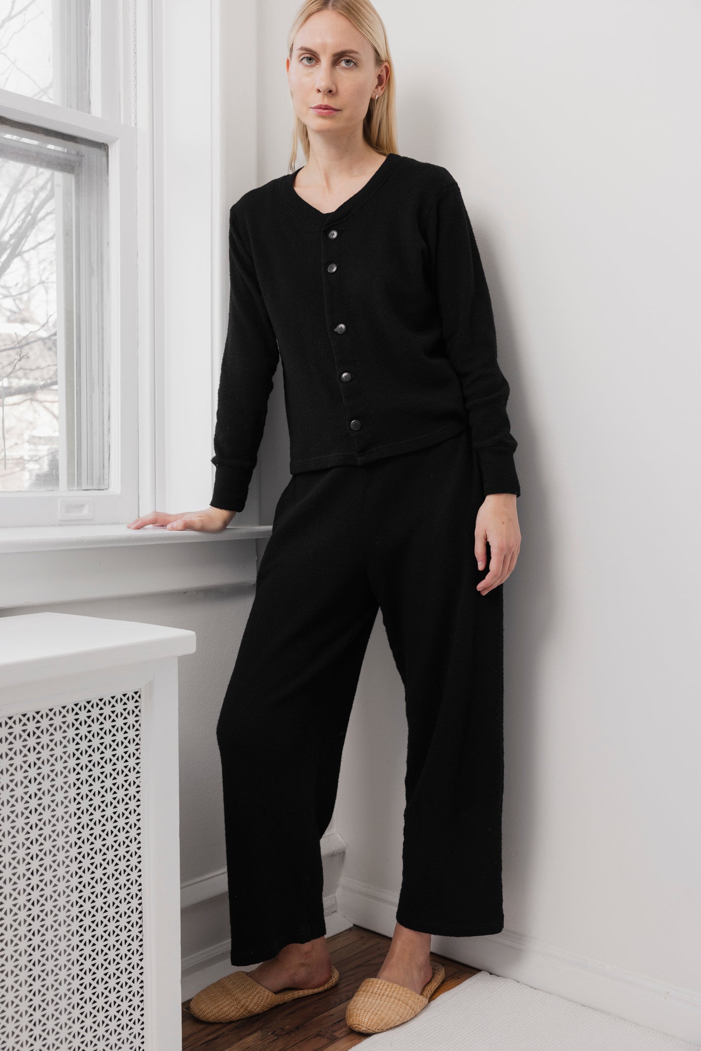 Wool Wide Leg: Onyx