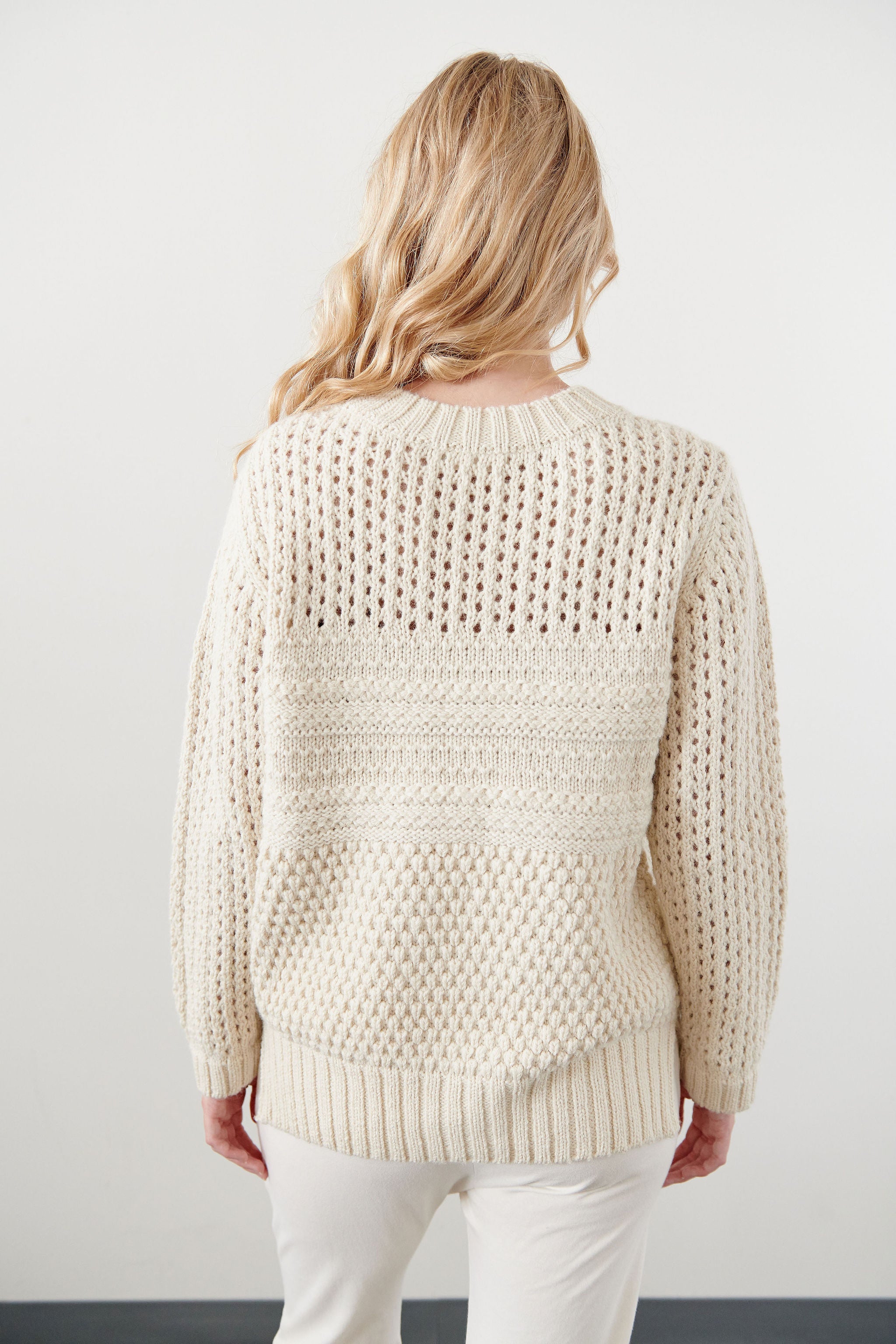 Mixed Stitch Pullover : Ecru