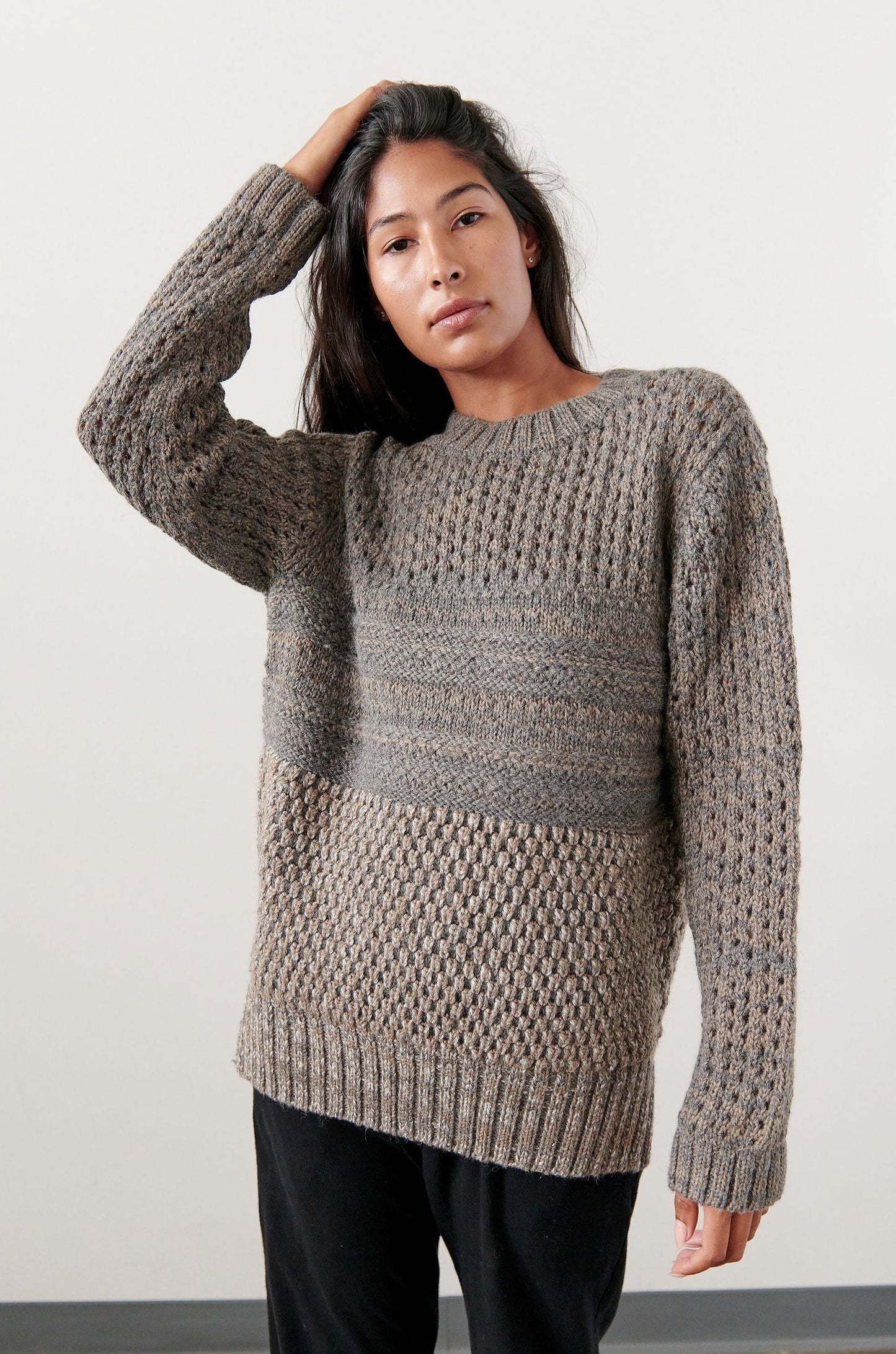Mixed Stitch Pullover : Pebble