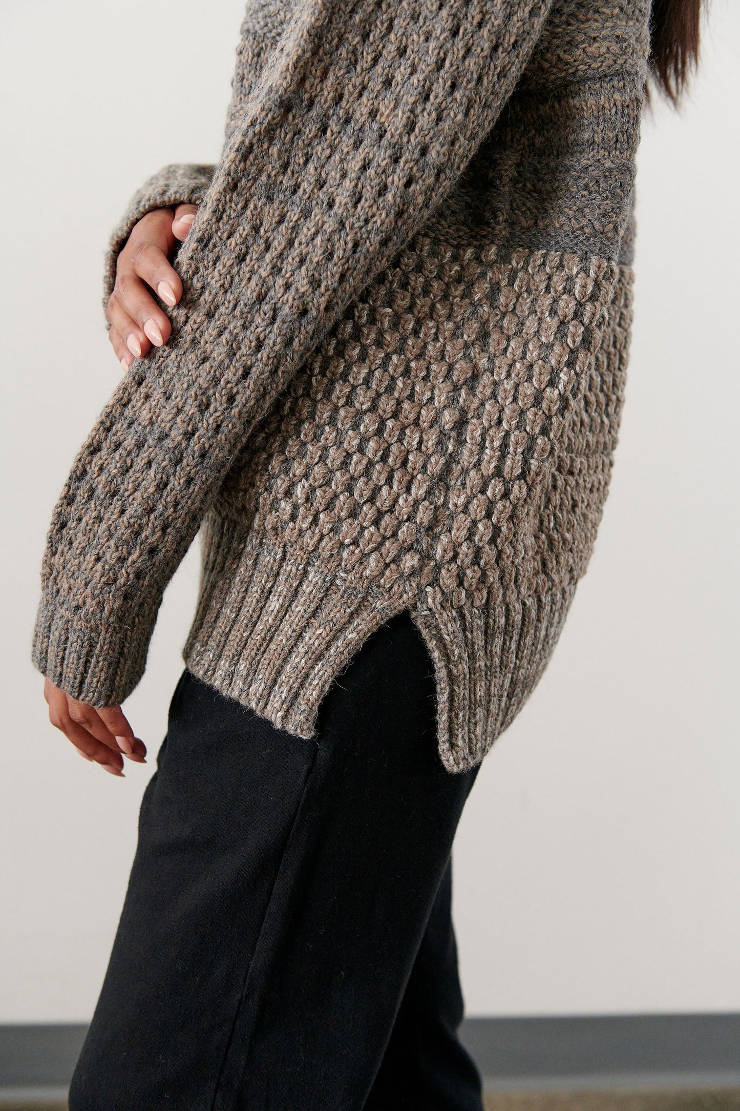 Mixed Stitch Pullover : Pebble